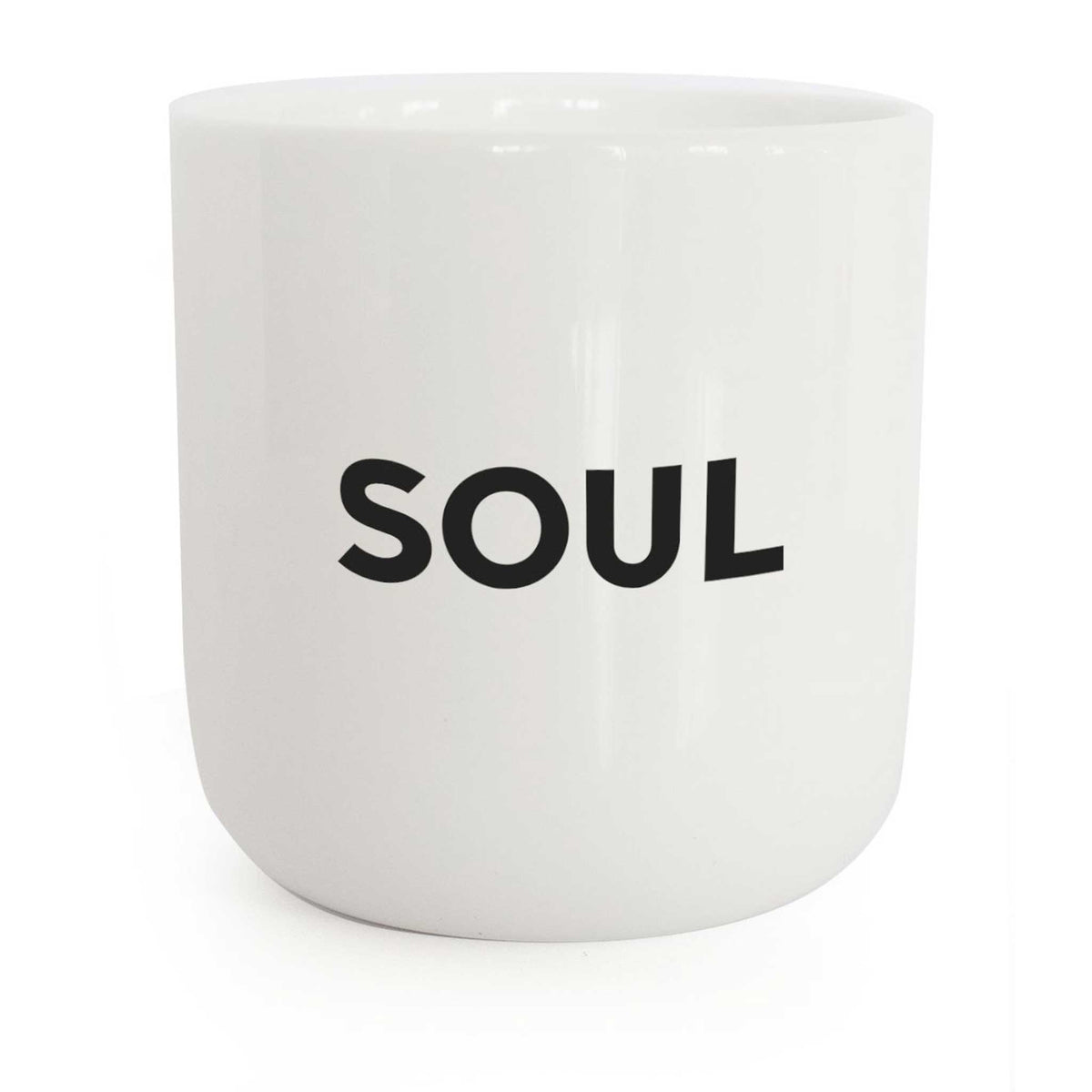 SOUL | TAZA de café y té blanca con tipografía negra | Serie Beat | PLTY