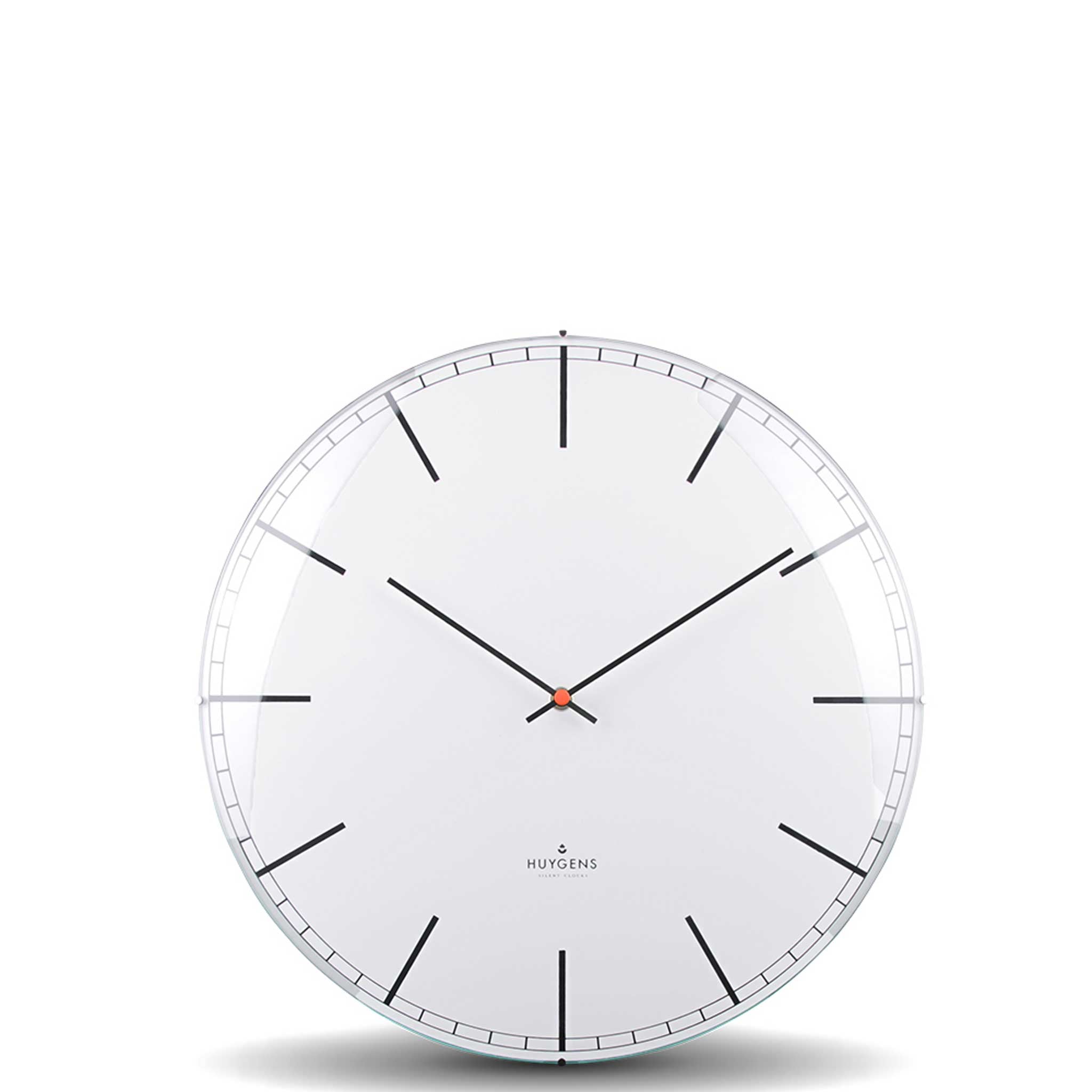 UN DÔME D'INDEX | HORLOGE MURALE silencieuse | Acier inoxydable avec cadran et index blancs | Huygens