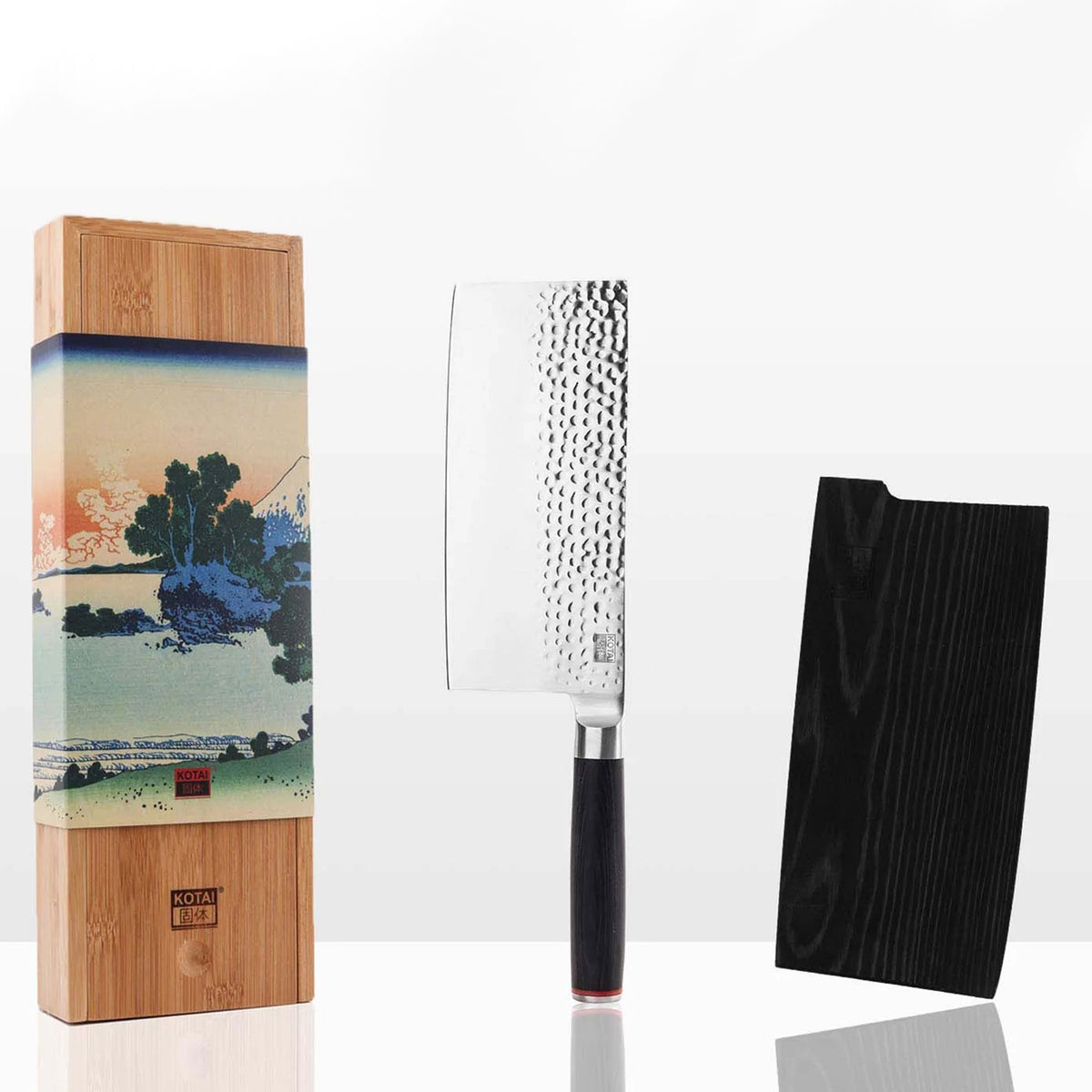 COUPERET | COUTEAU RISQUE DE COUPE | coffret cadeau saya en bois et bambou | Lame de 19 cm | Kotai