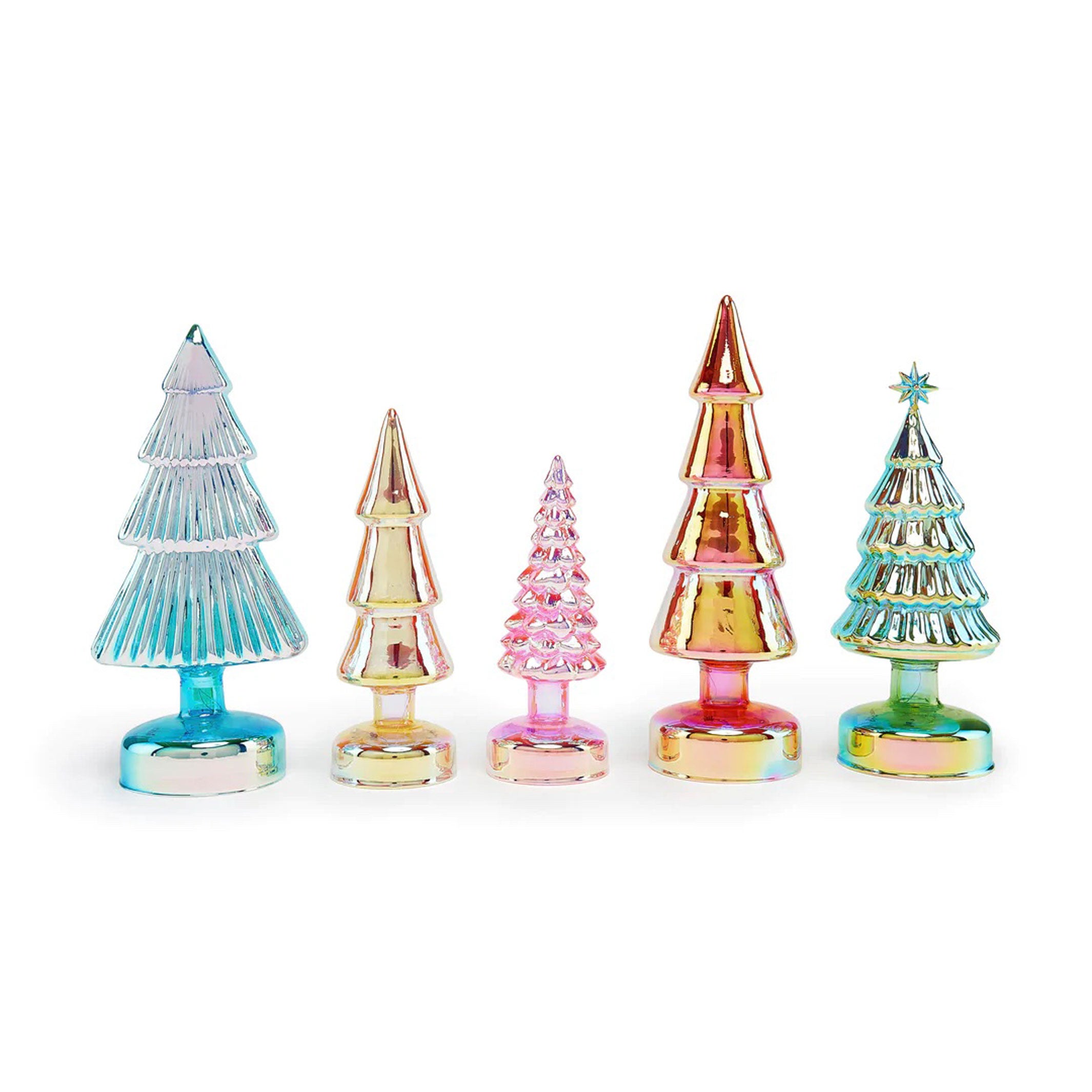 LED-Glas-Tannenbäume Klein – Bunt · 5er-Set · 18–28 cm | MoMA