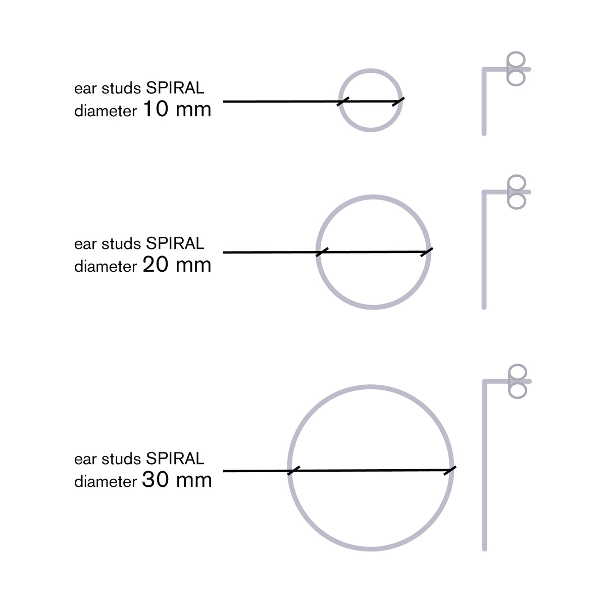 SPIRALE | CLOUS D'OREILLES en argent sterling 925 mat | D=10mm | Jonathan Radetz