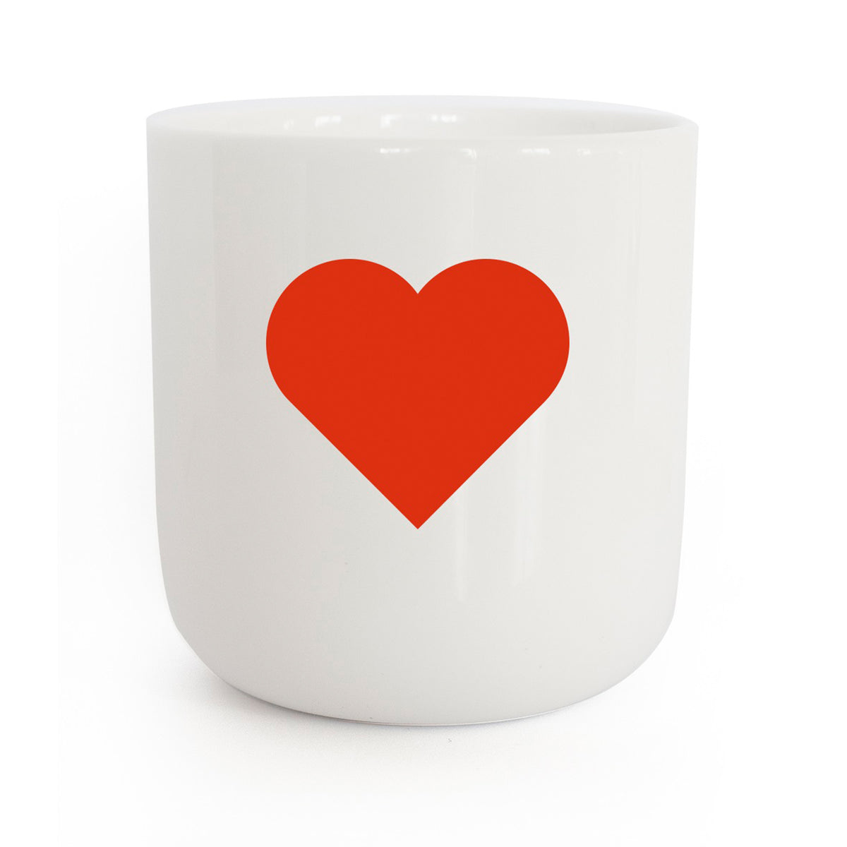 RED HEART - hvidt kaffe- & tekrus med rødt HJERTE - 250 ml - Letters & Glyphs-serien | PLTY