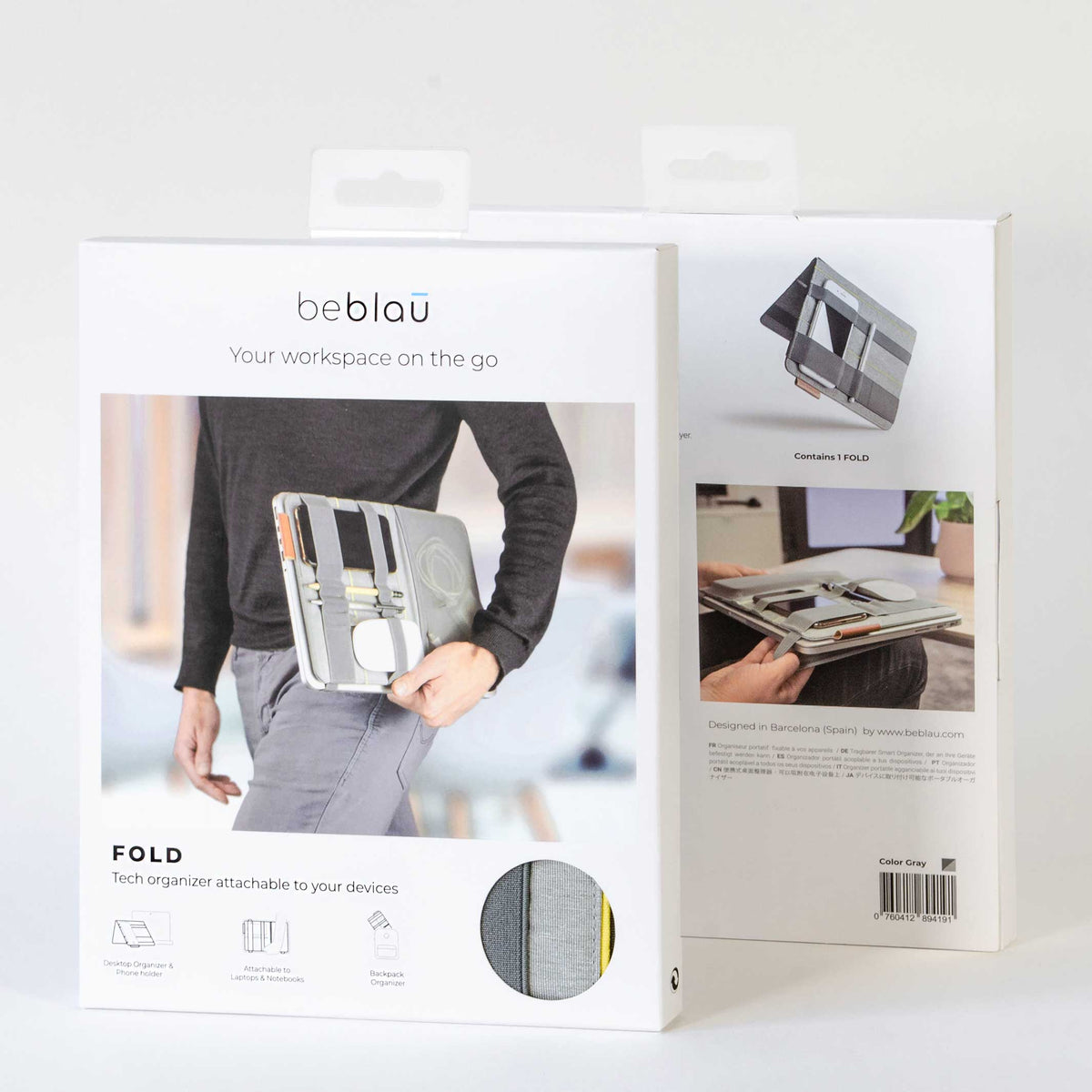 FOLD | 2-IN-1 tragbarer Schreibtisch-ORGANIZER | 30x21 cm | beblau