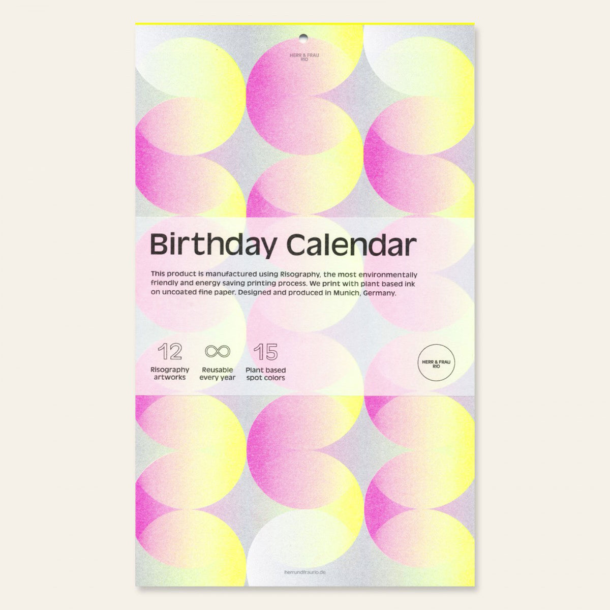 BIRTHDAY CALENDAR | GEBURTSTAGS-KALENDER | Risographiedruck | 29x17cm | Herr & Frau Rio