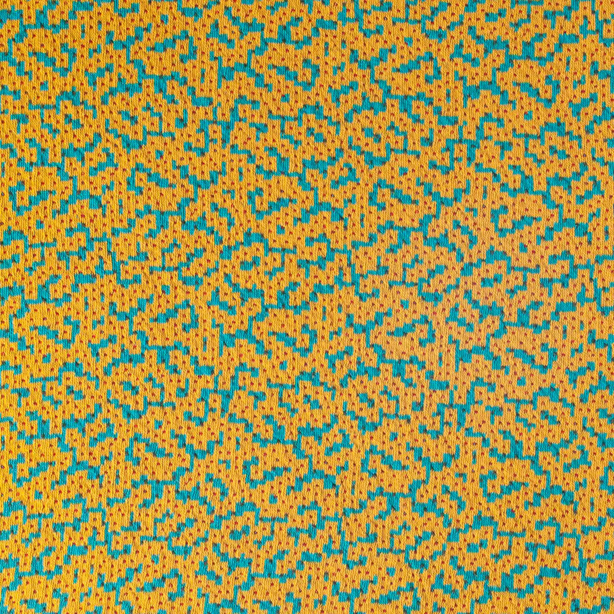LABYRINTHE BITMAP Ocre doré | couvre-lit ocre | 180x140cm | 90% coton | Cristian Zuzunaga