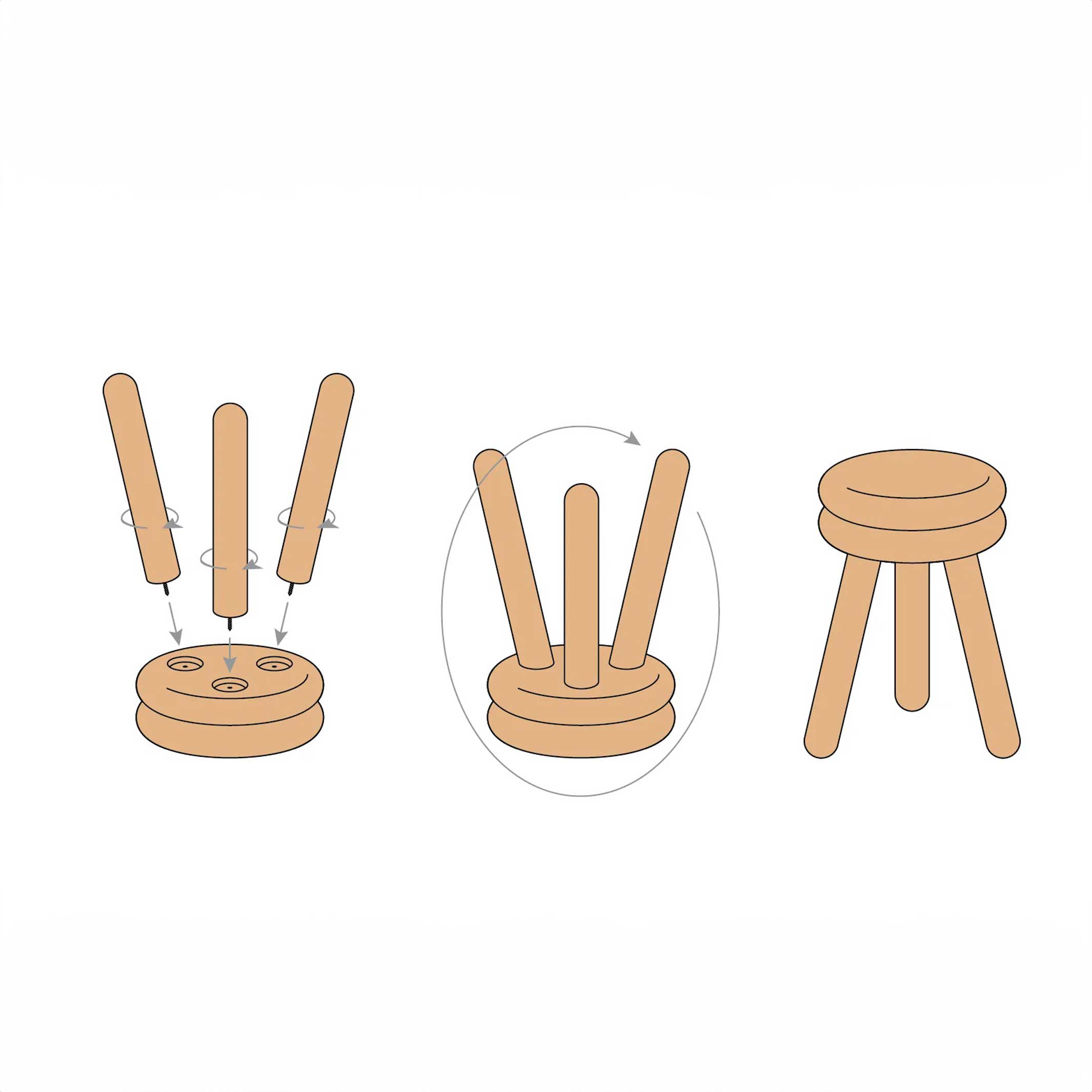 TABOURET PLUMA TALL Naturel | Grand TABOURET en bois | Steven Bukowski | Connaissance de la zone