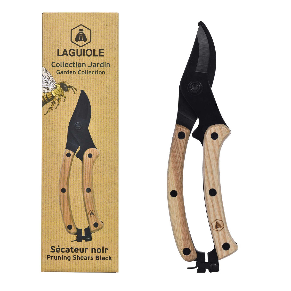 Cisaille de jardin - noire avec manche en bois | Laguiole