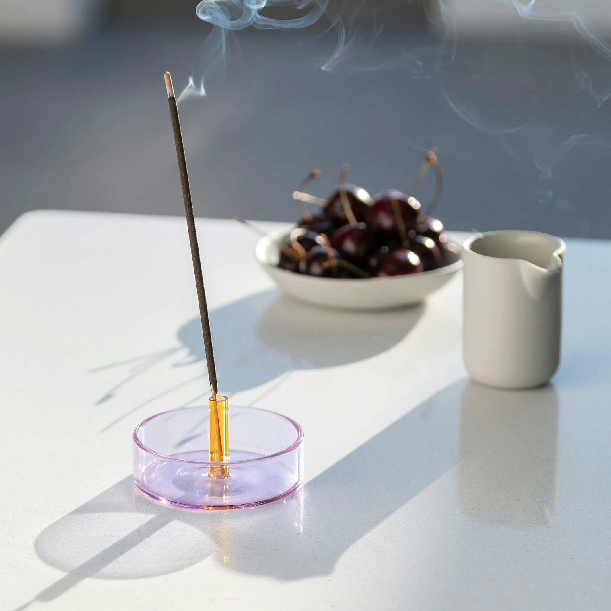 DUO TONE INCENSE - dual color Glass Incense Stick Holder | Block Design