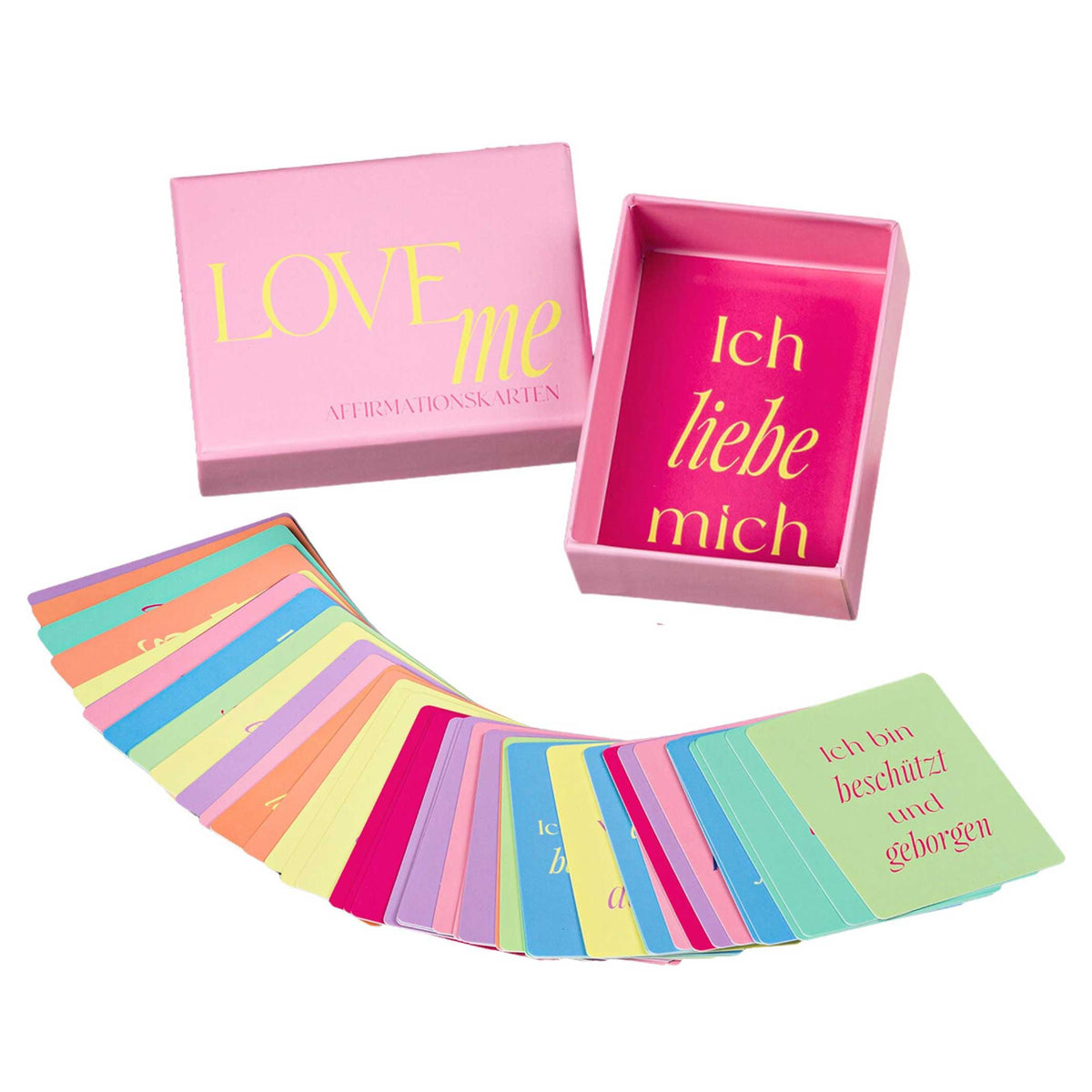 LOVEme Affirmation Cards - 60 powerful statements & positive encouragements - German | Elena Miller