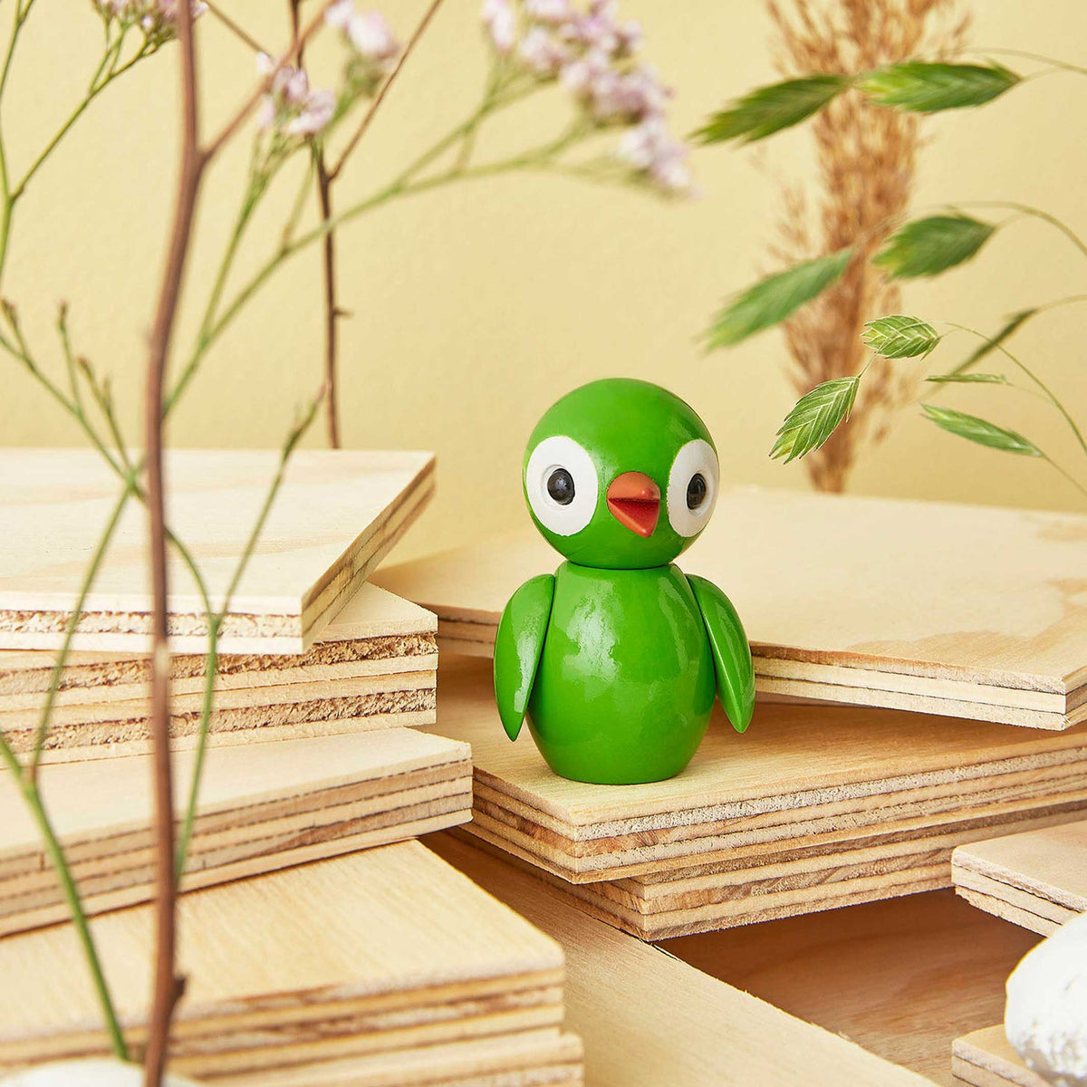 Deco Bird "Grateful Green" – Beech · 6.5 cm | Spring Copenhagen
