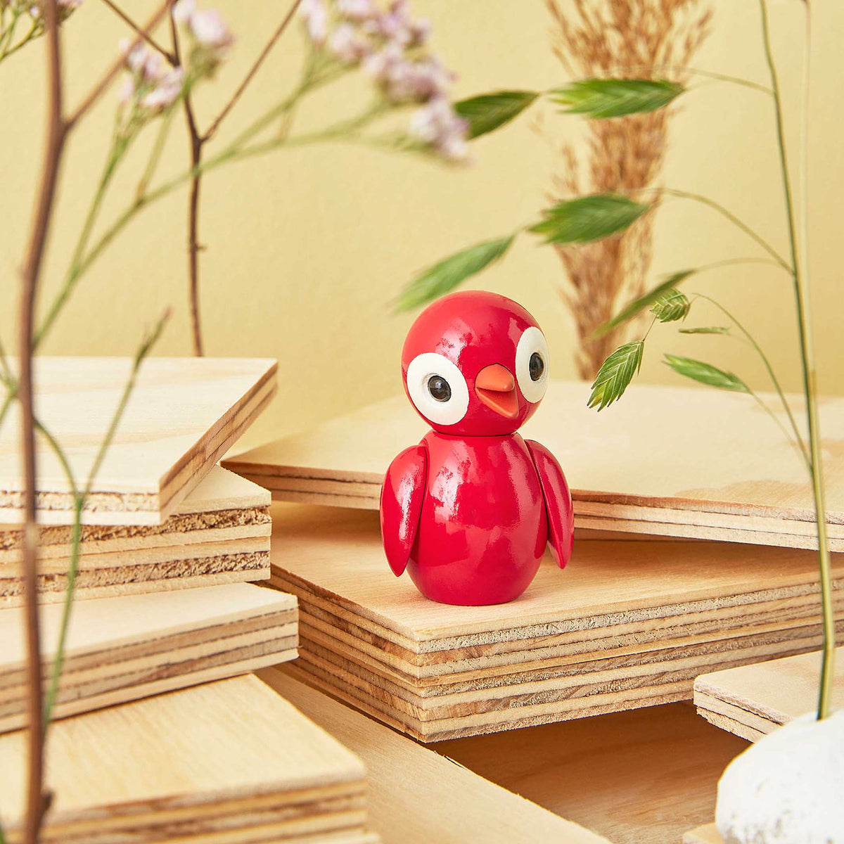 Deco Bird "Remarkable Red" – Beech · 6.5 cm | Spring Copenhagen