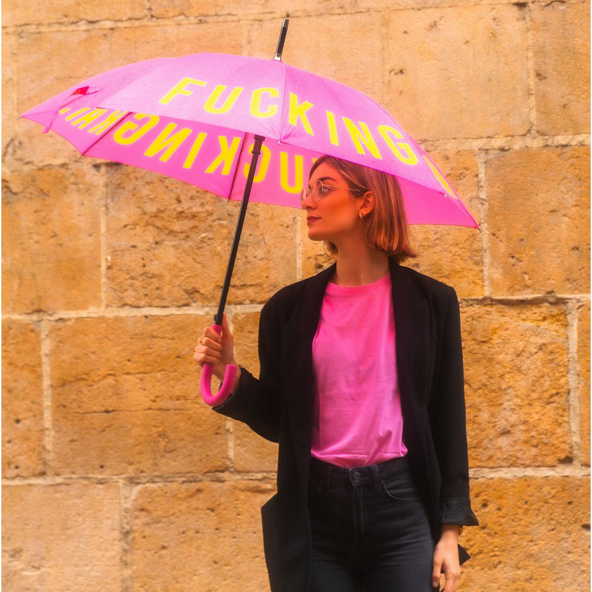Regenschirm "Fucking Rain" – Pink · Statement · Ø 106 cm | Fisura