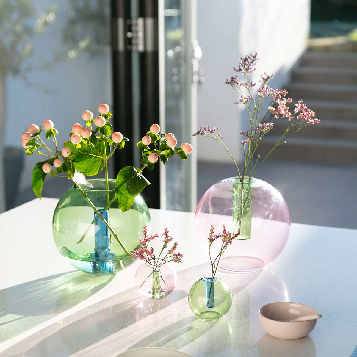 BUBBLE GLASS VASE - Green & Blue | Block Design