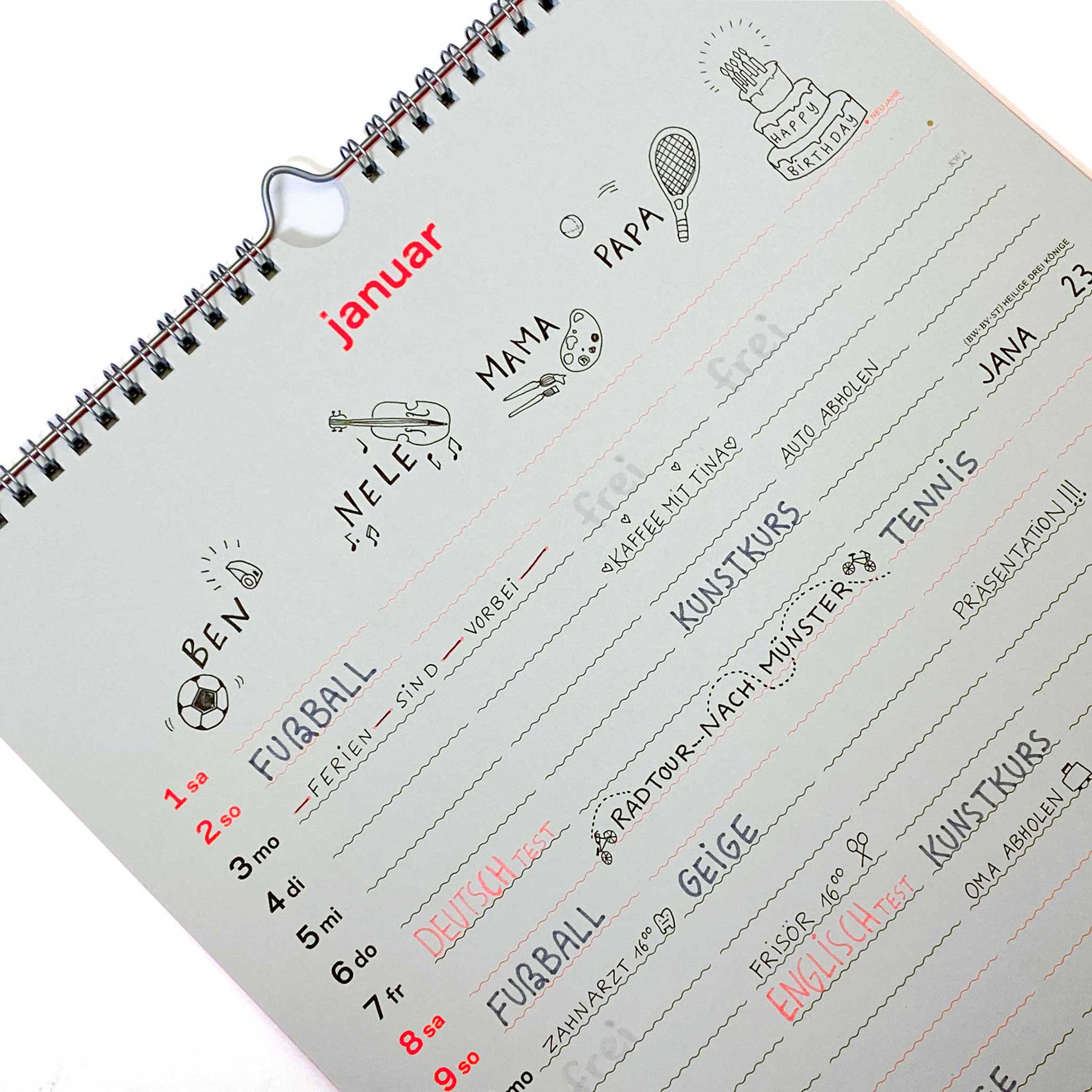 zweitausend&sechsundzwanzig - FAMILIENKALENDER & PLANER 2026 - 27×42 cm | rikiki