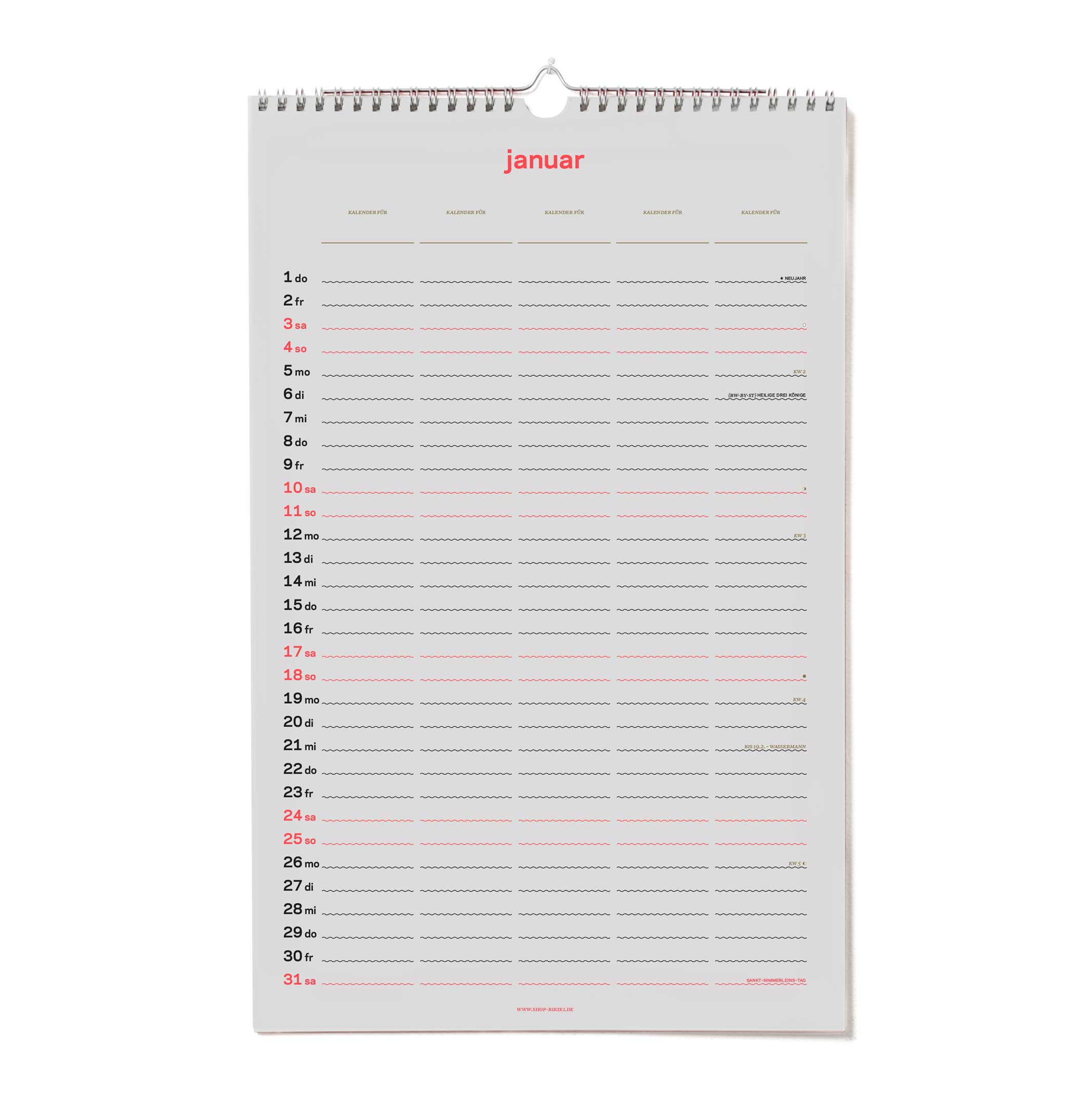 zweitausend&sechsundzwanzig - FAMILIENKALENDER & PLANER 2026 - 27×42 cm | rikiki