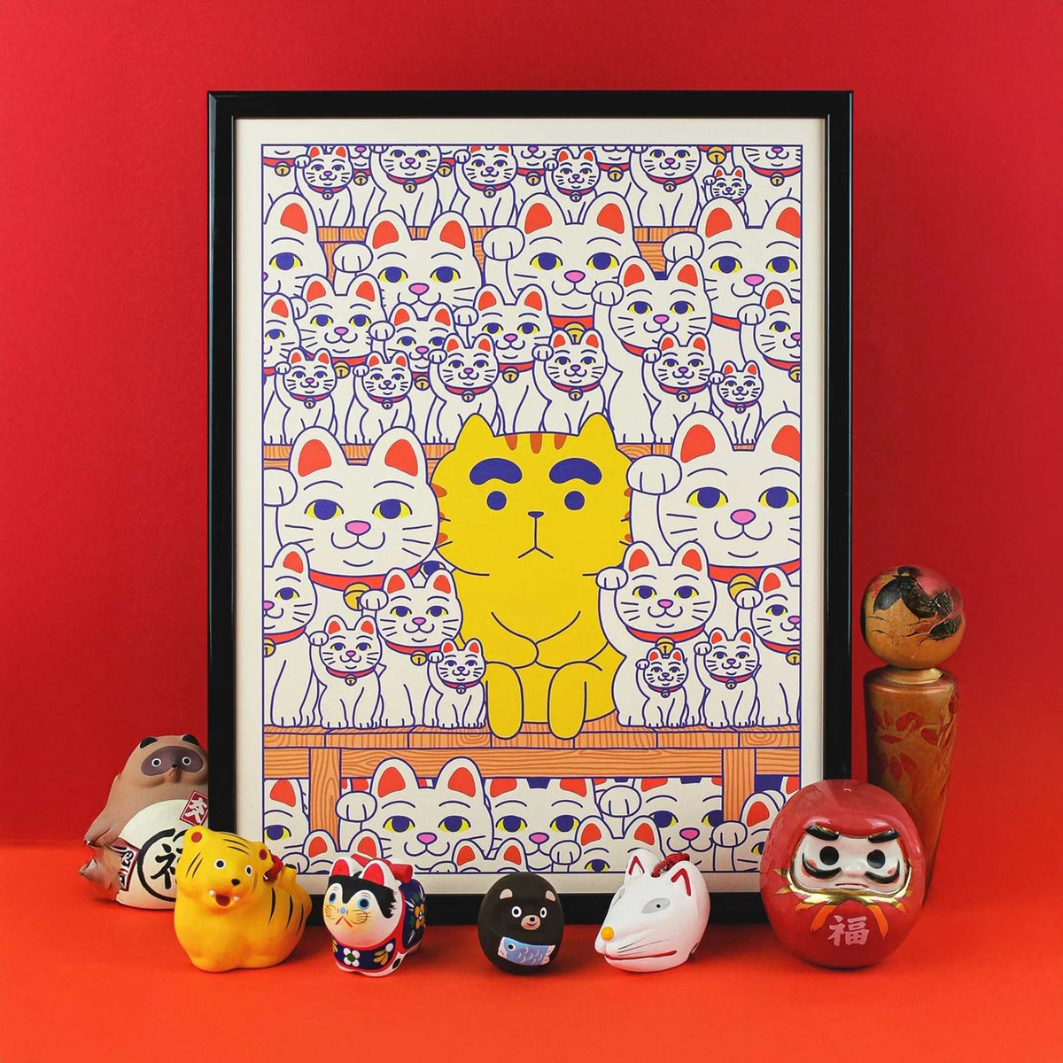 MANEKI-NEKO - Japanisches Glücks-Katzen Poster - 50x70 cm | Yeaaah! Studio