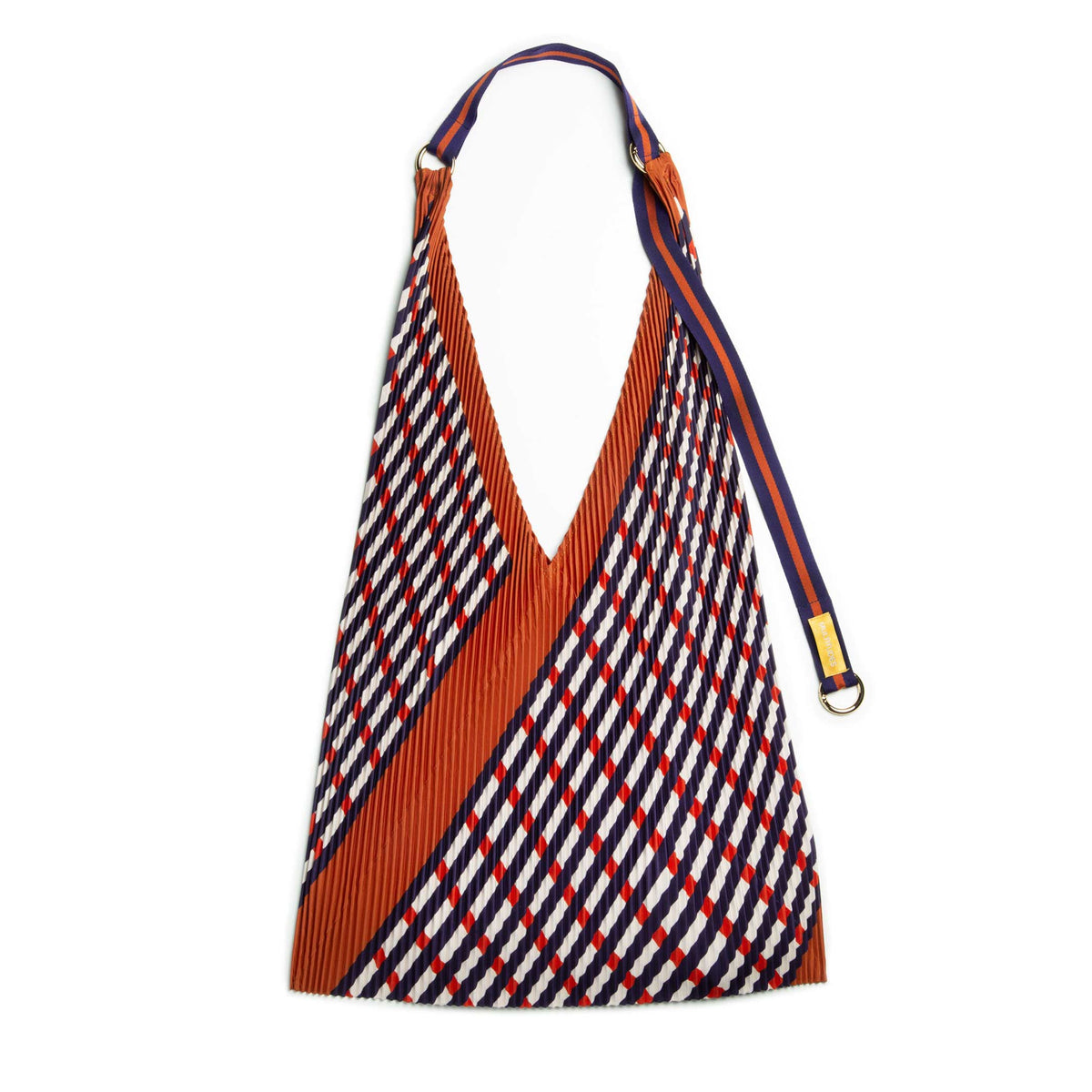 Y-Tasche Sophia – Terracotta · Plissee-Satin · 30 × 60 cm | Multitudes