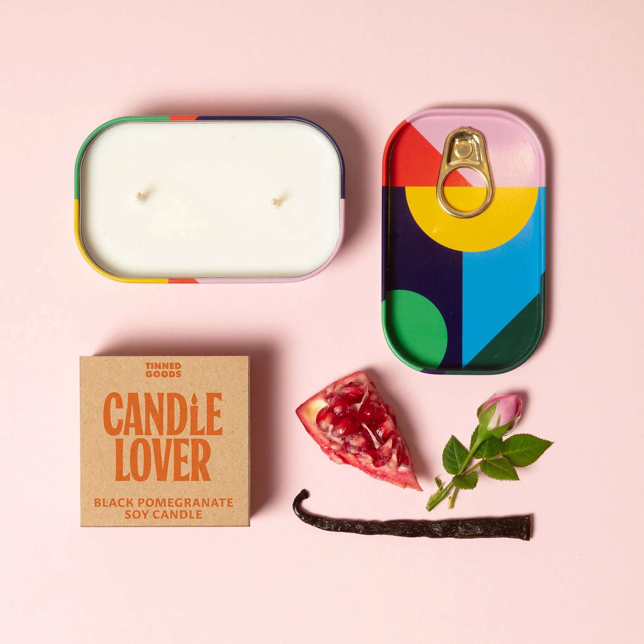 CANDLE LOVER - Tinned Goods - Schwarzer Granatapfel Soja Kerze | Block Design