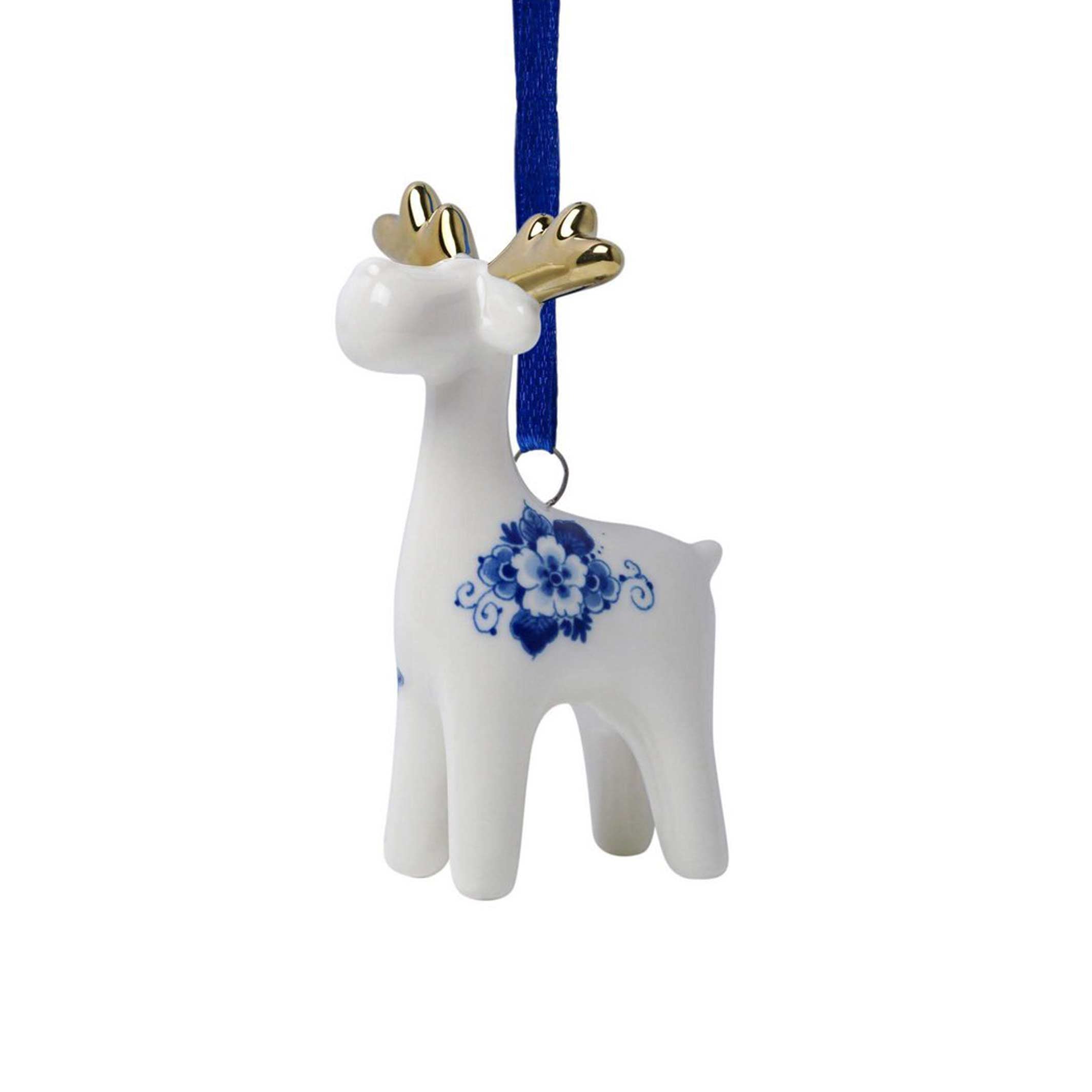 RENTIER Blau & Goid - Weihnachtsbaumschmuck - Keramik ca. 10 cm | Heinen Delfts Blauw
