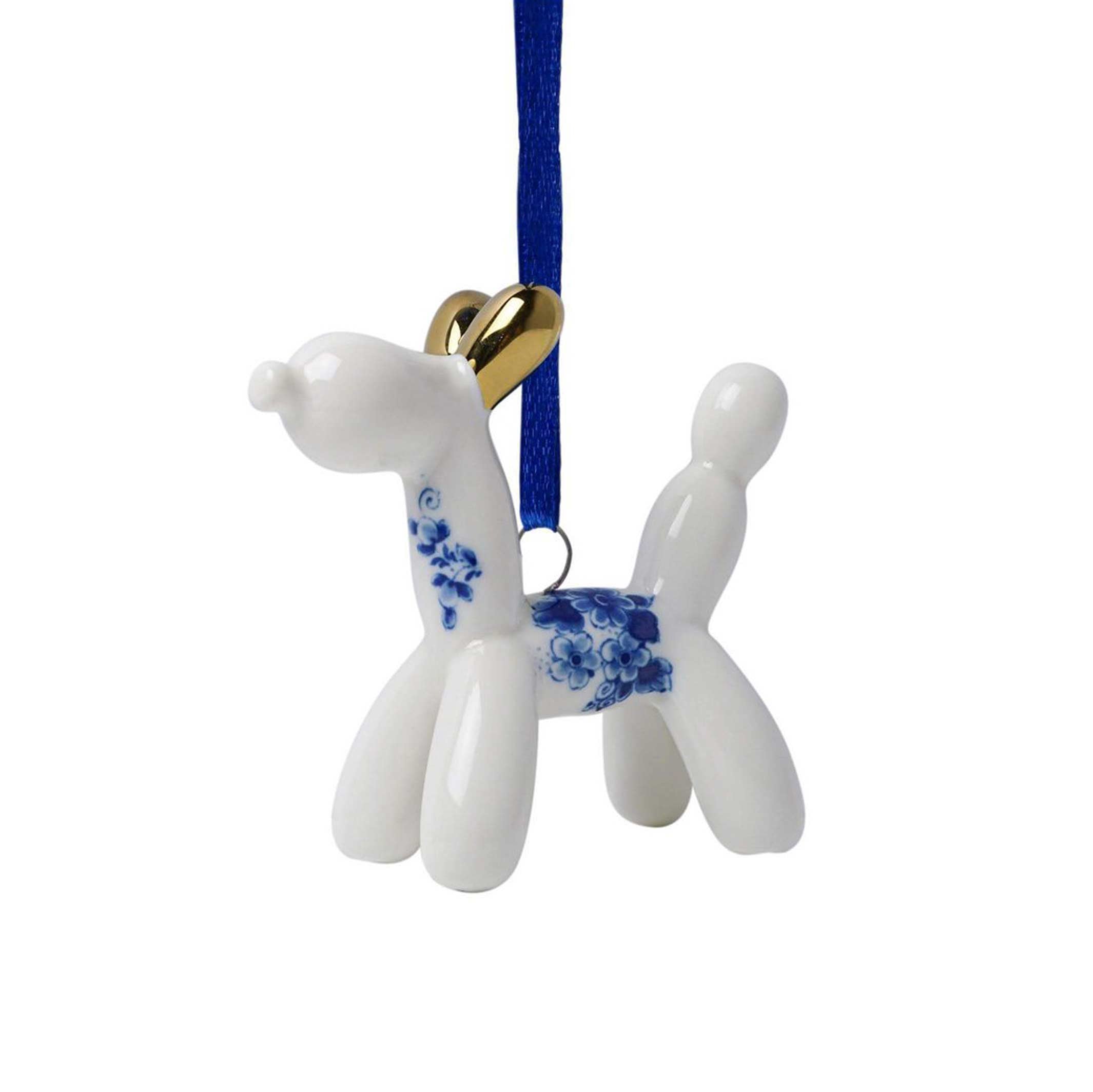 BALLOON DOG Blau & Goid - Weihnachtsbaumschmuck - Keramik ca. 8 cm | Heinen Delfts Blauw