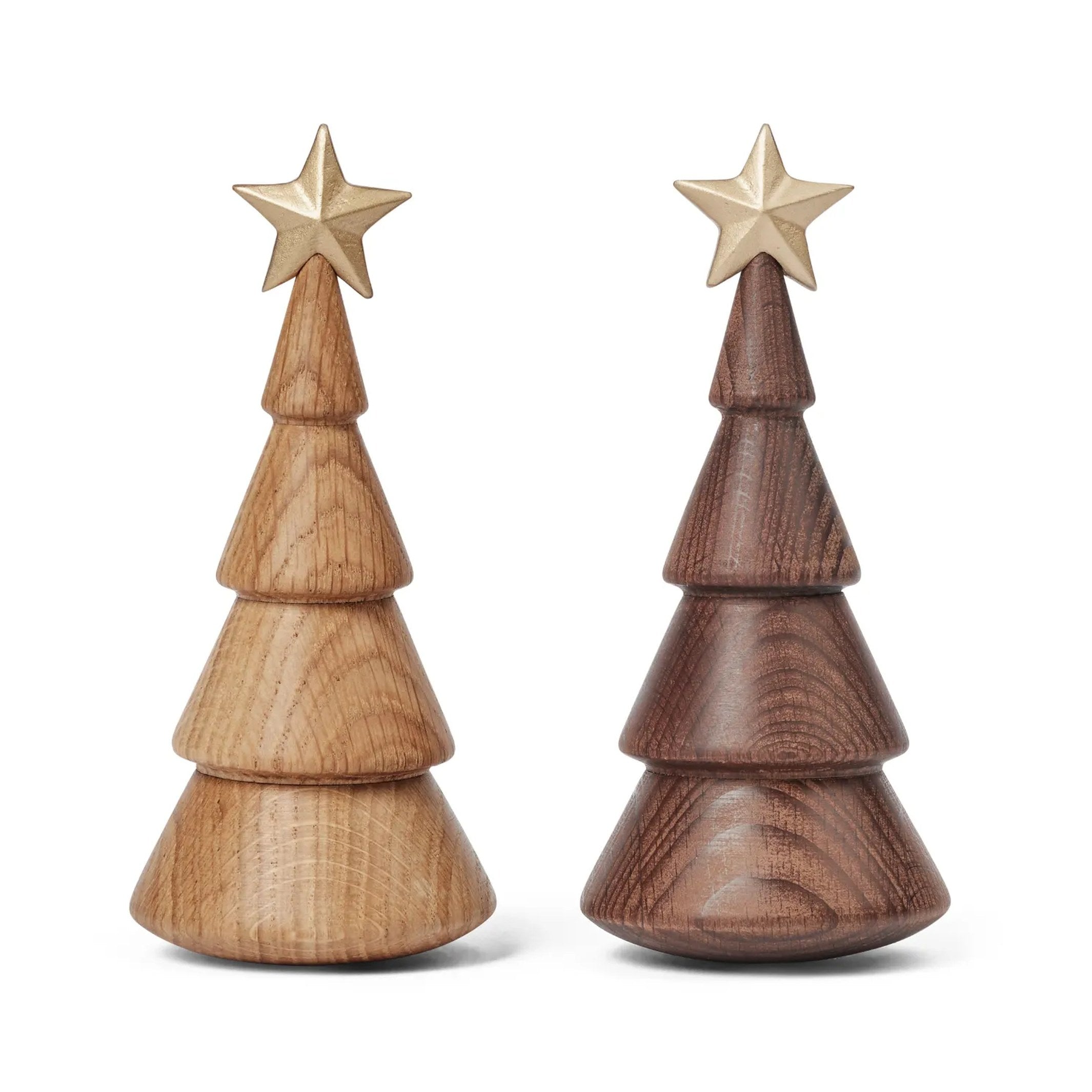 THE CHRISTMAS TREE OAK - Wooden Christmas Tree with Gold Star - Tumble Toy, 16 cm high | Thor Høy | Spring Copenhagen
