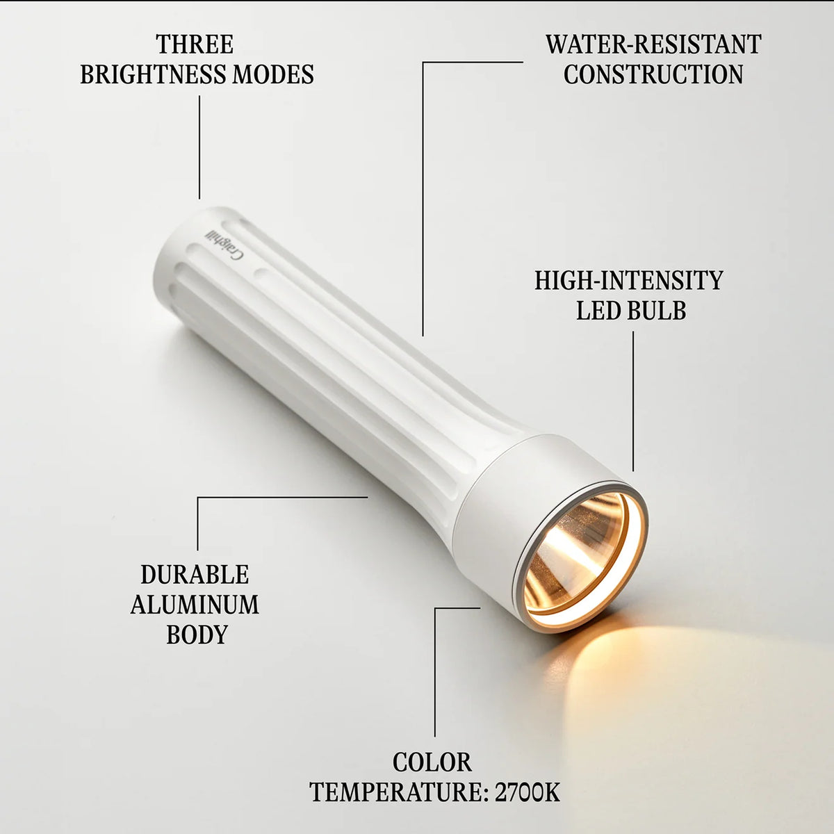 Flashlight Temple – White · Aluminium · 14.2 cm | Craighill