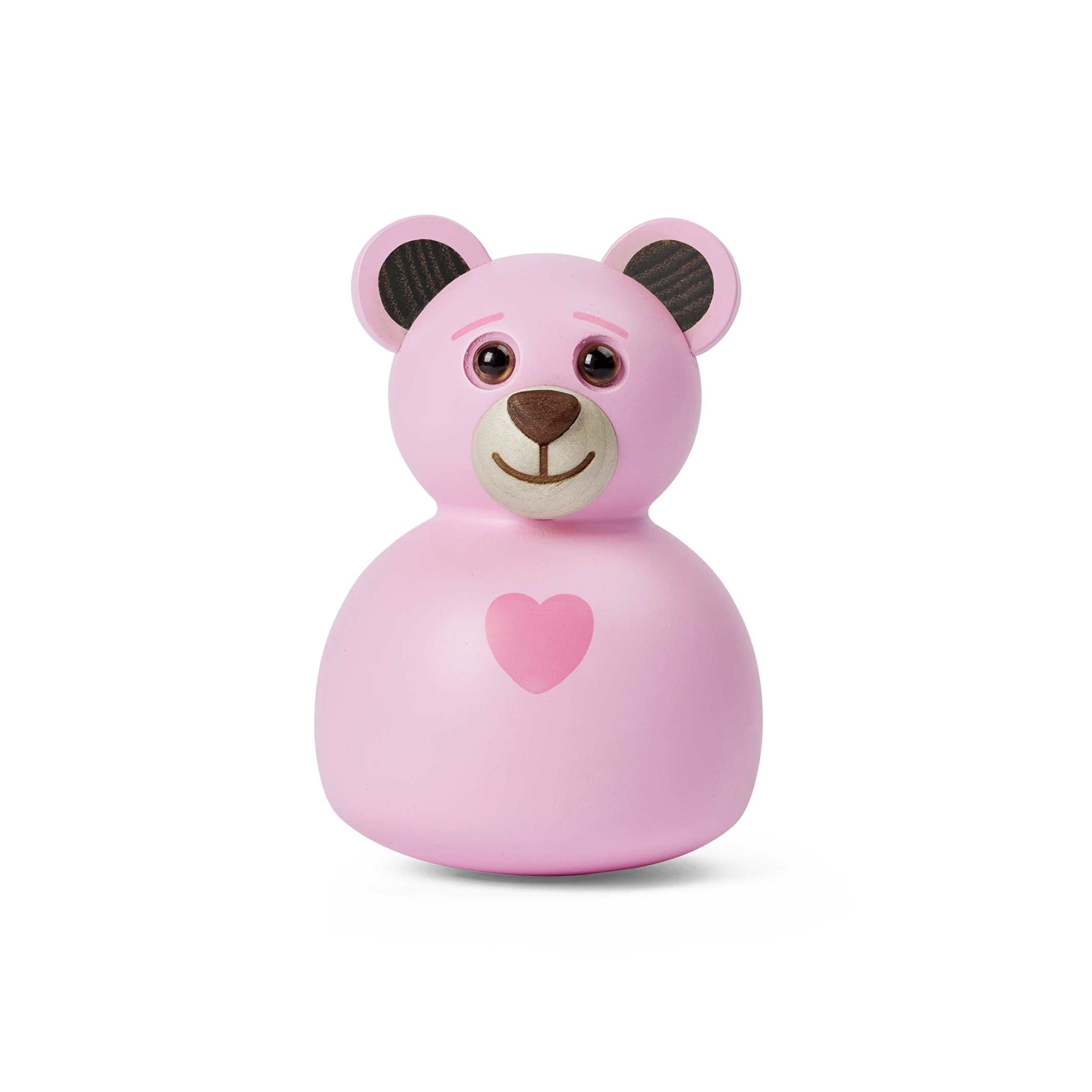 ROSY - Rosa Teddybär Stehaufmännchen aus Holz 9 cm hoch - Thor Høy | Spring Copenhagen