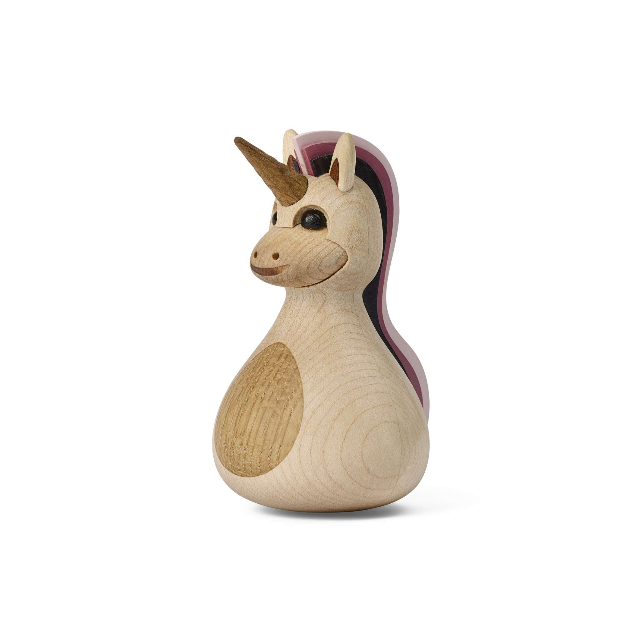 SPARKLE - Wooden Unicorn Tumbler Toy - Pink Tail 10 cm high - Thor Høy | Spring Copenhagen