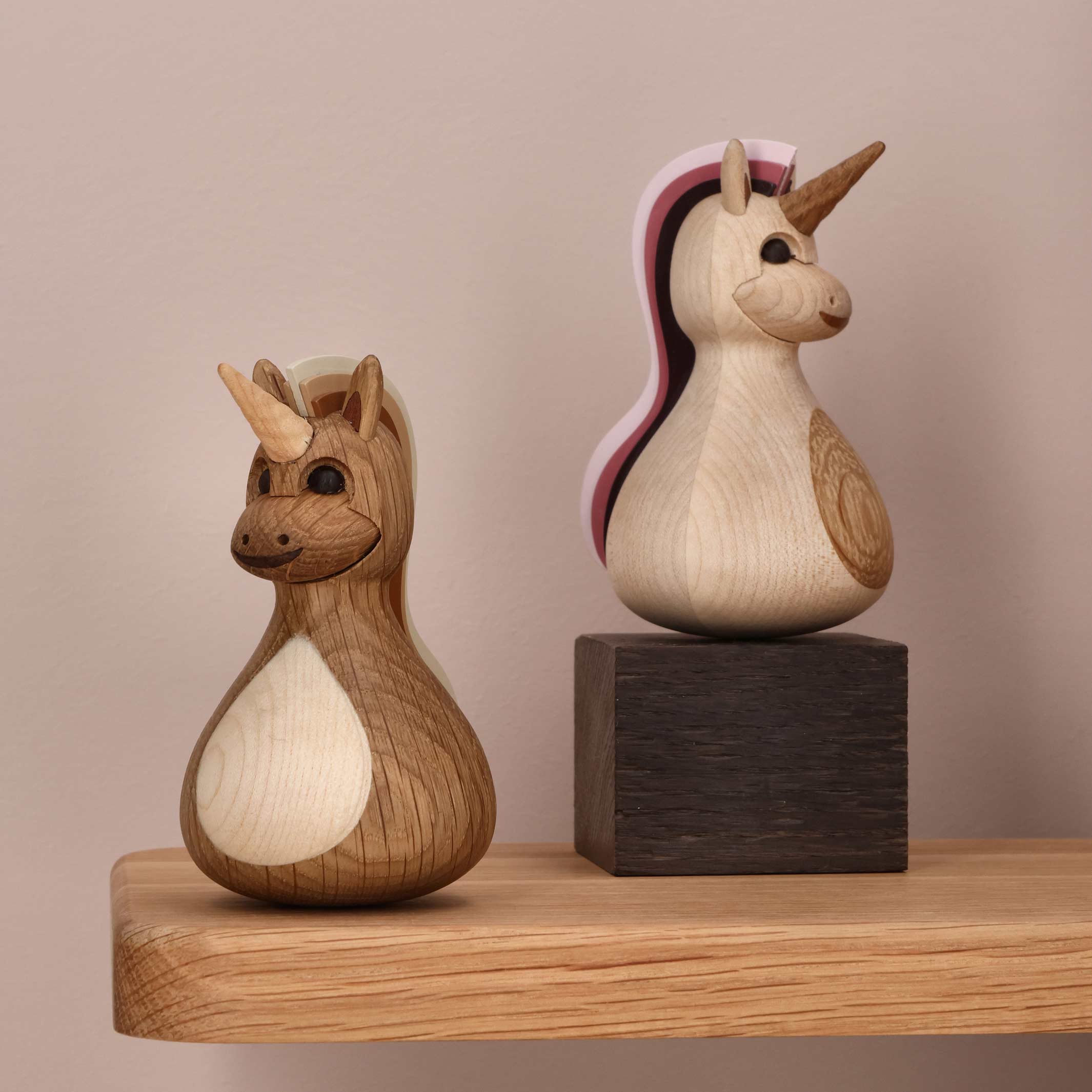 SPARKLE - Wooden Unicorn Tumbler Toy - Pink Tail 10 cm high - Thor Høy | Spring Copenhagen