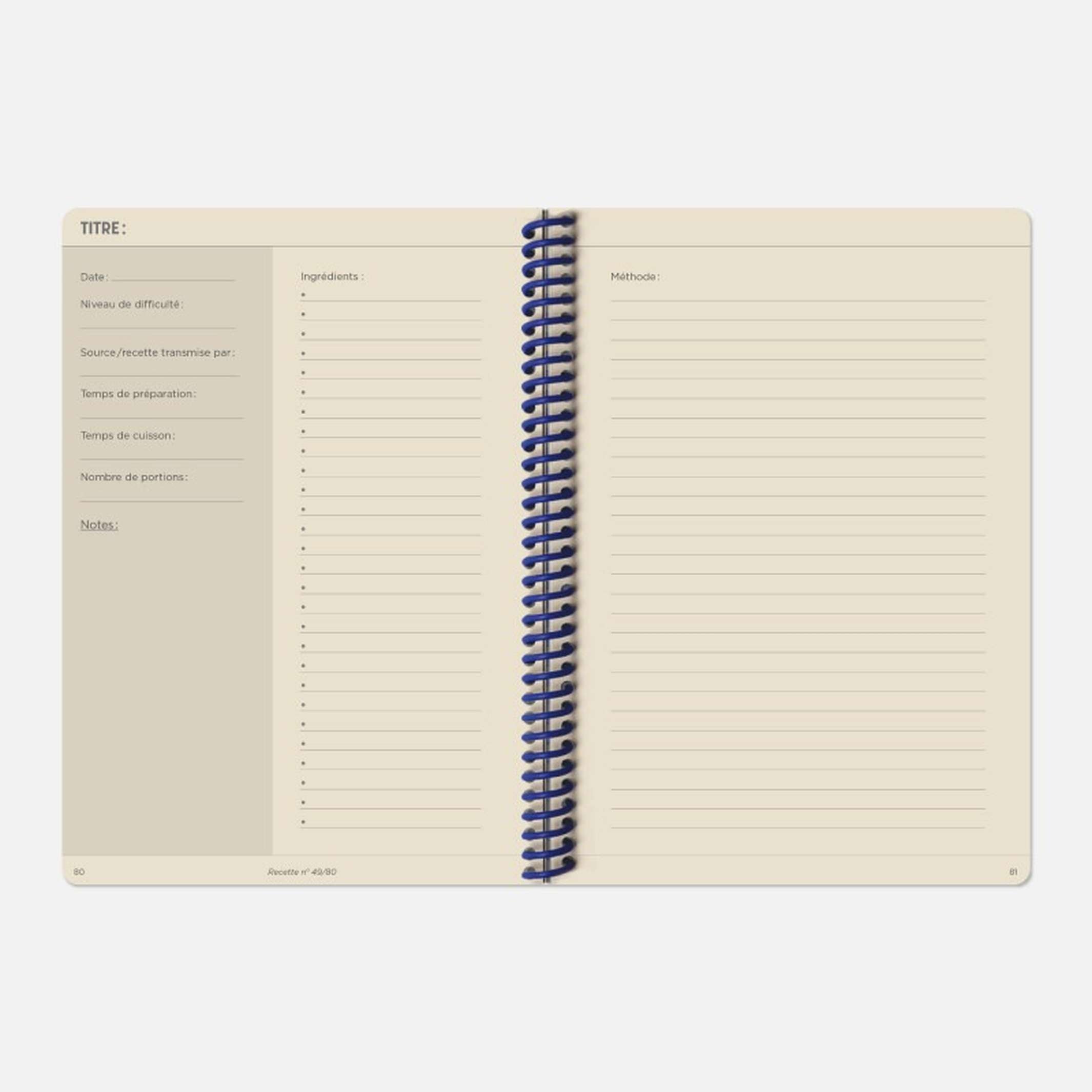 CANVAS RECIPE NOTEBOOK - Bordeaux-farbiges Rezepte-Notizbuch - A5 | Papier Tigre