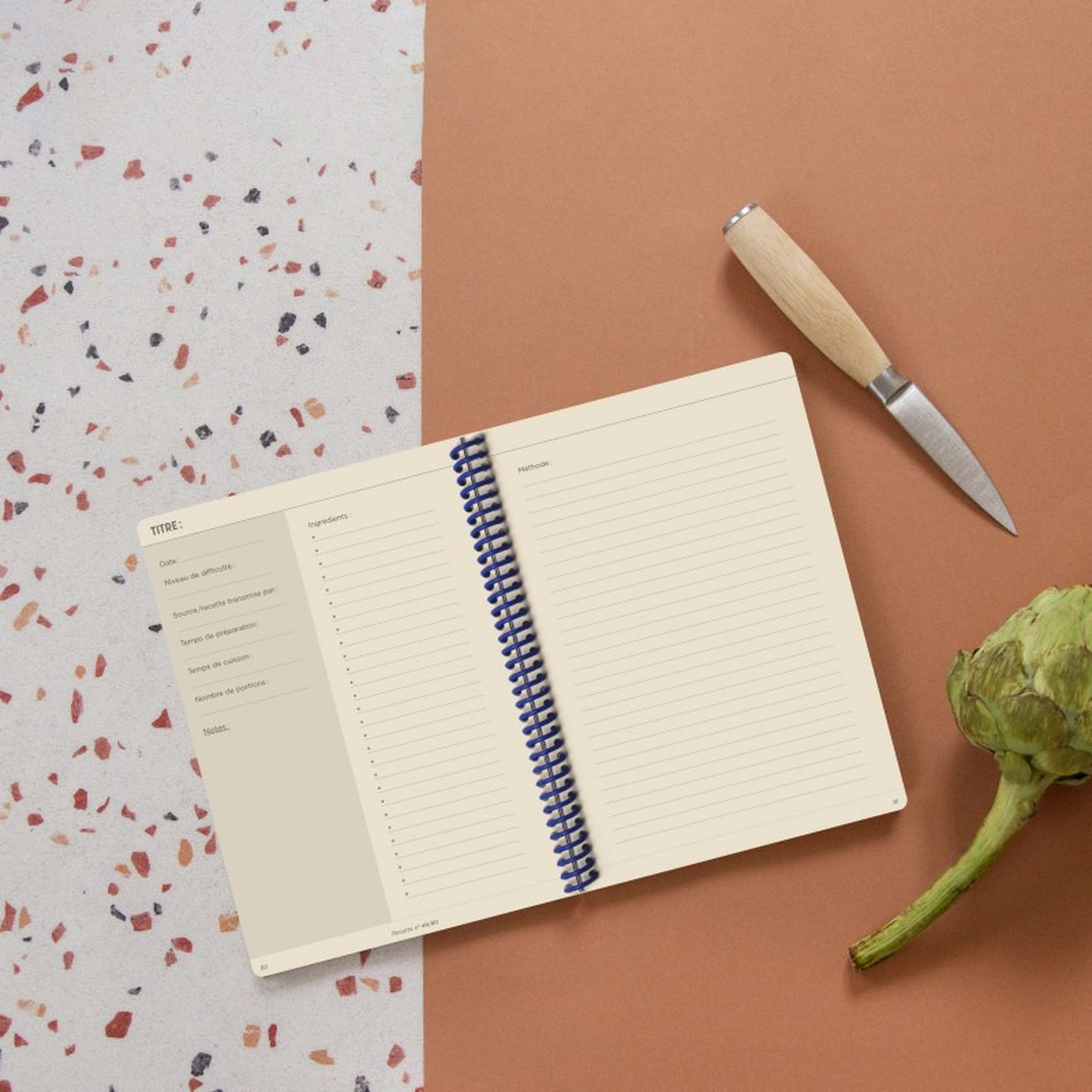 CANVAS RECIPE NOTEBOOK - Bordeaux-farbiges Rezepte-Notizbuch - A5 | Papier Tigre