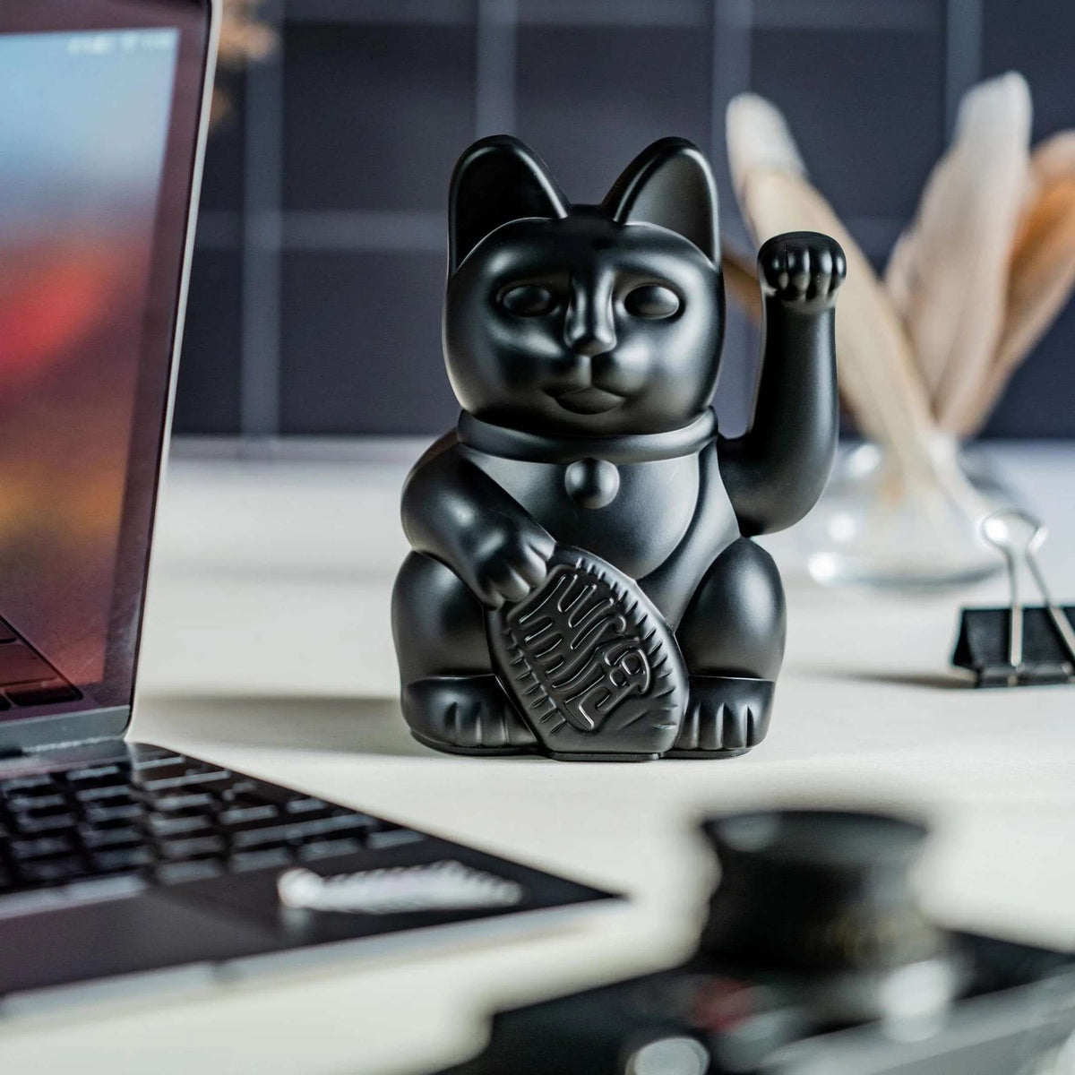 LUCKY CAT - Black Japanese Waving Cat - Talisman & Lucky Charm | Donkey Products