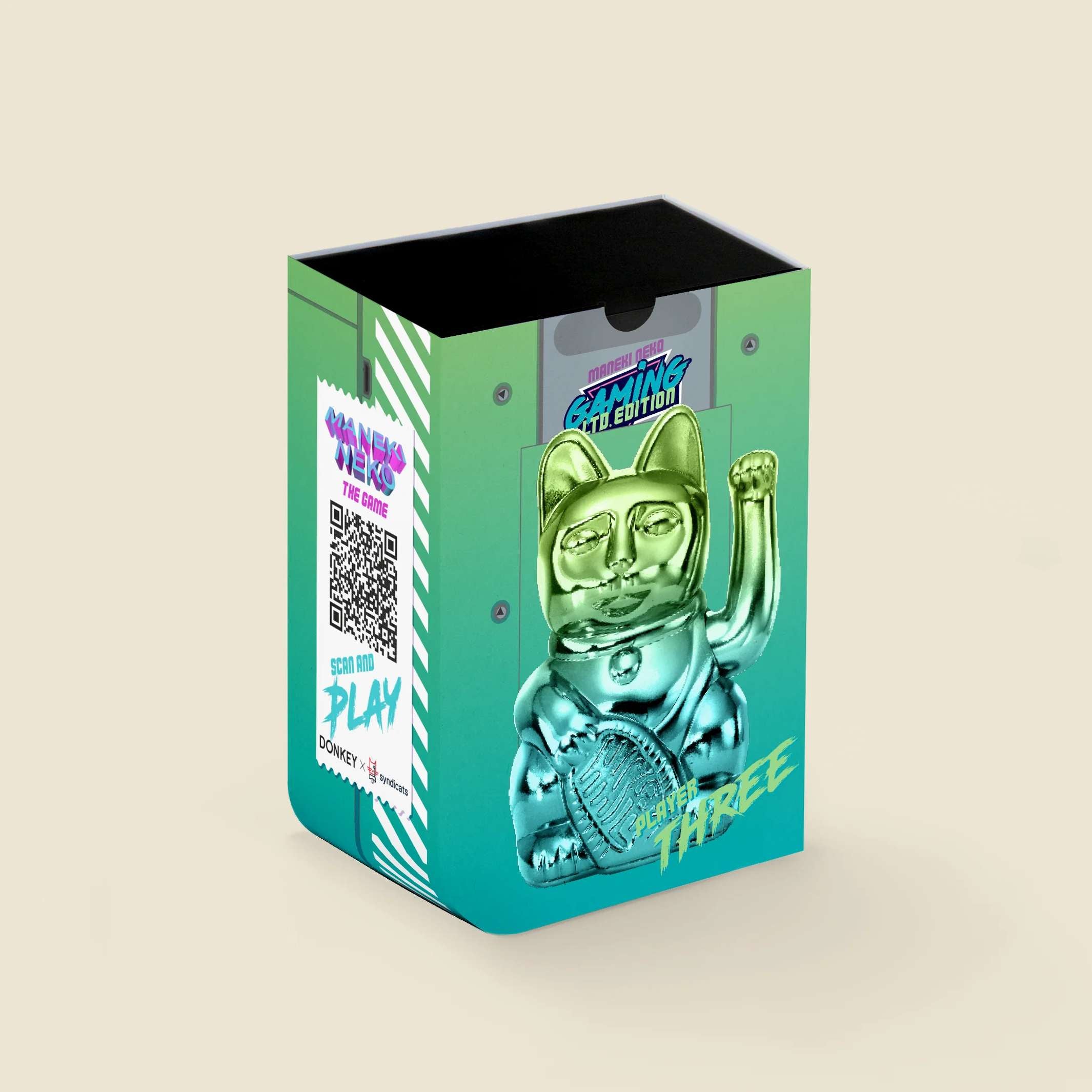 LUCKY CAT GAMING PLAYER 3 - metallicfarbige, japanische Winkekatze - Talisman & Glücksbringer | Donkey Products