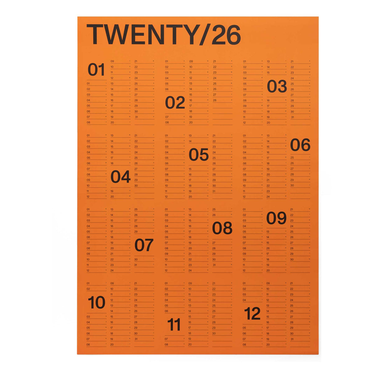 2026 YEARLY WALL CALENDAR - Oranger Jahres-Wandkalender - 60x85 cm Format A1 | KarstGoods
