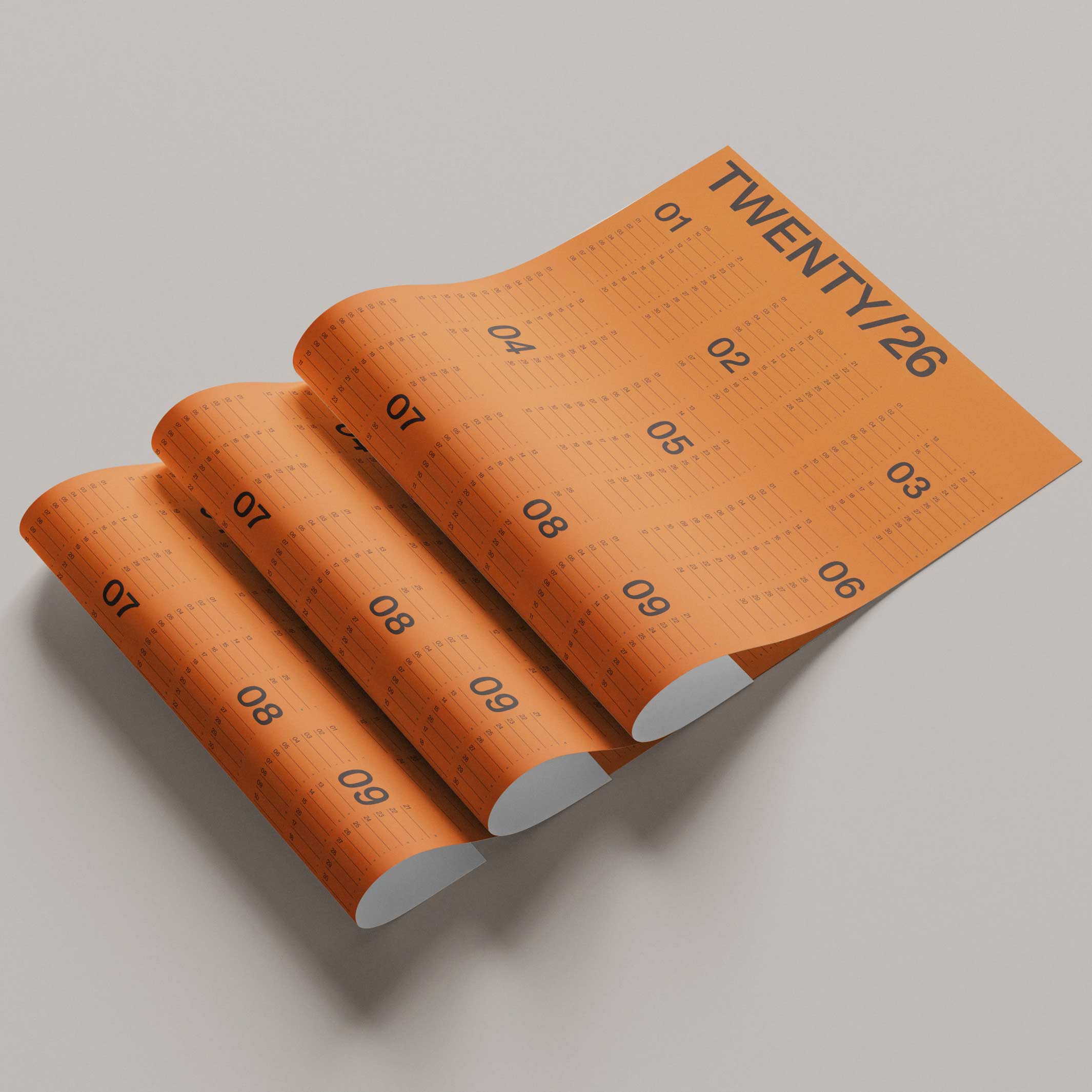 2026 YEARLY WALL CALENDAR - Tangerine Annual Wall Calendar - 60x85 cm Format A1 | KarstGoods