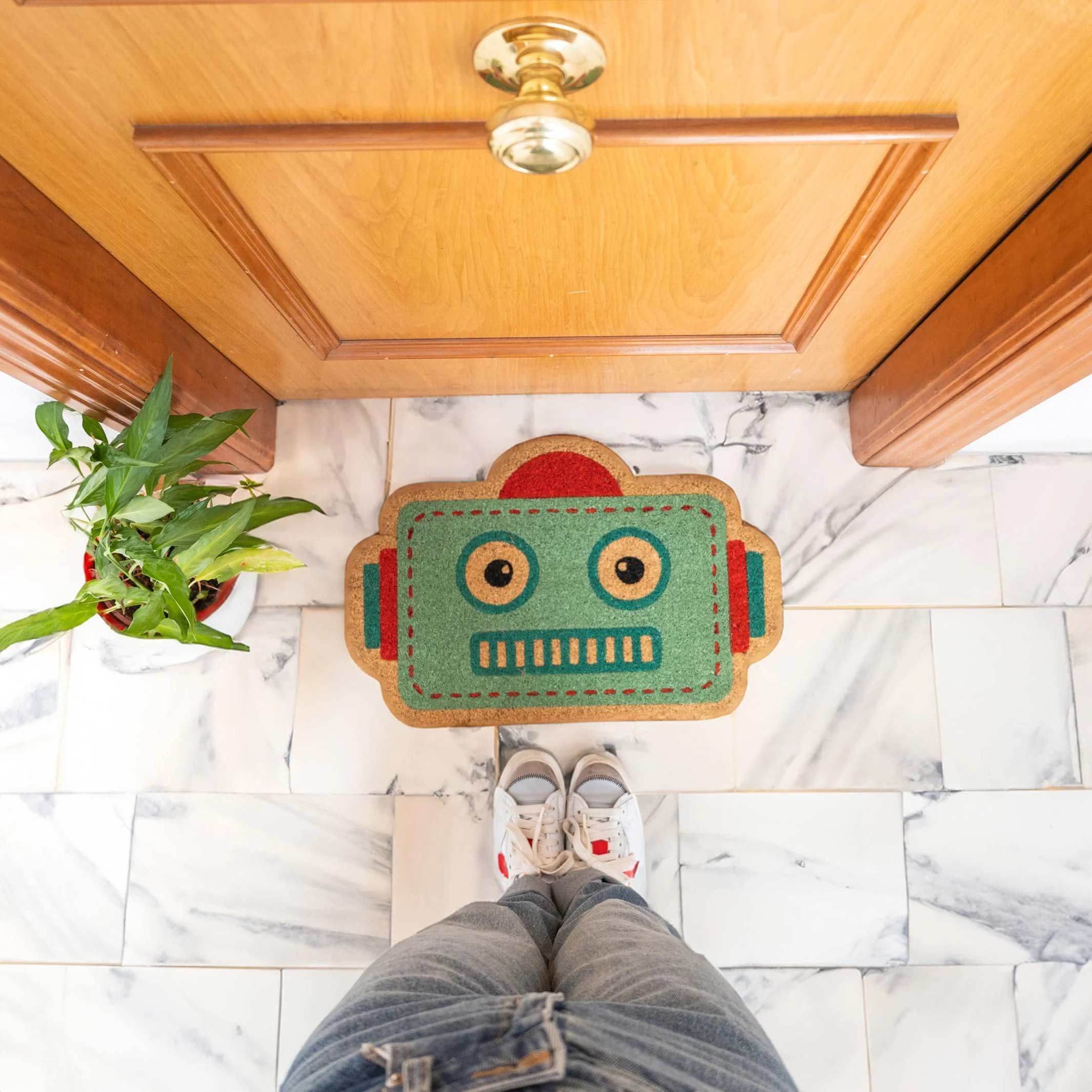 ROBOT - hellblaue Roboter Fussmatte - 60x40 cm | Fisura