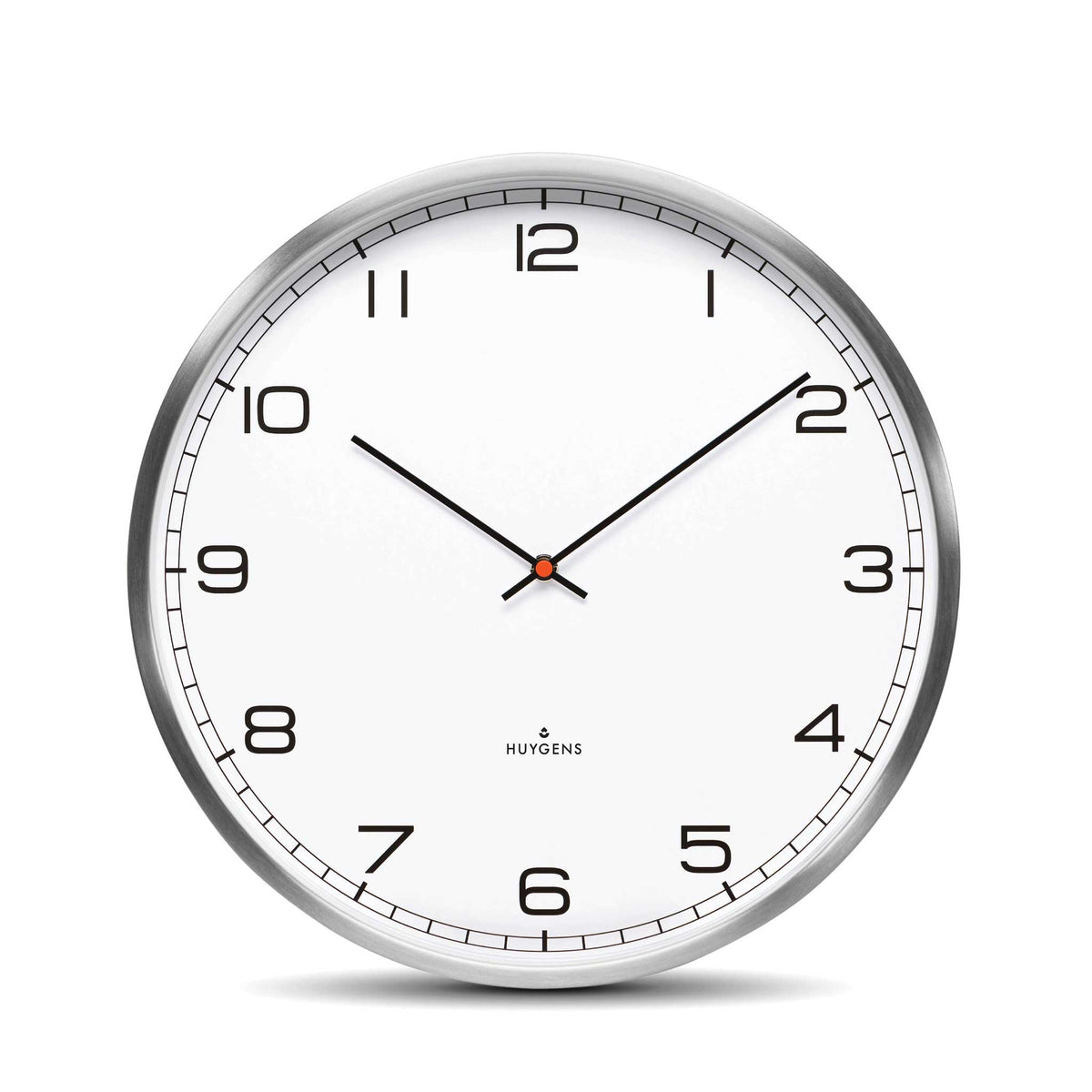 UN ARABE | HORLOGE MURALE silencieuse | Acier inoxydable avec cadran blanc et arabe. Chiffres | Huygens