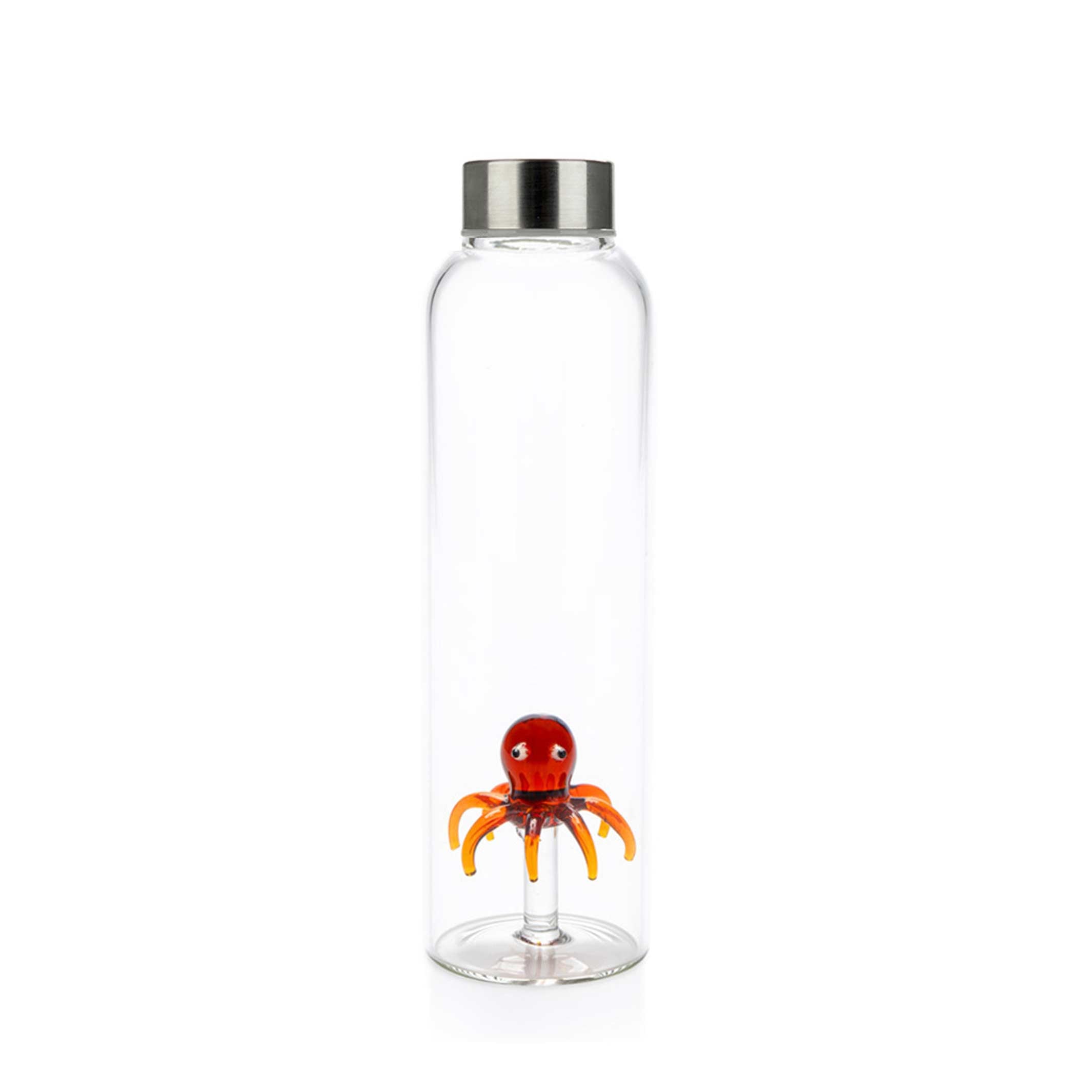 ATLANTIS - Reusable Glass Bottle with amber-colored Octopus - 0.5 liters with Cap | BALVI