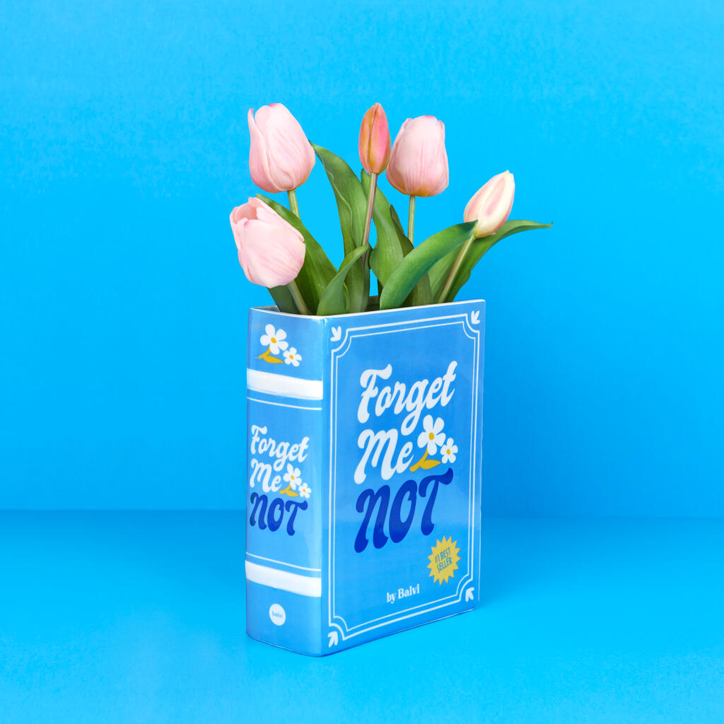 FORGET ME NOT BOOK VASE - Blue Vase in book form - H=20 cm | BALVI
