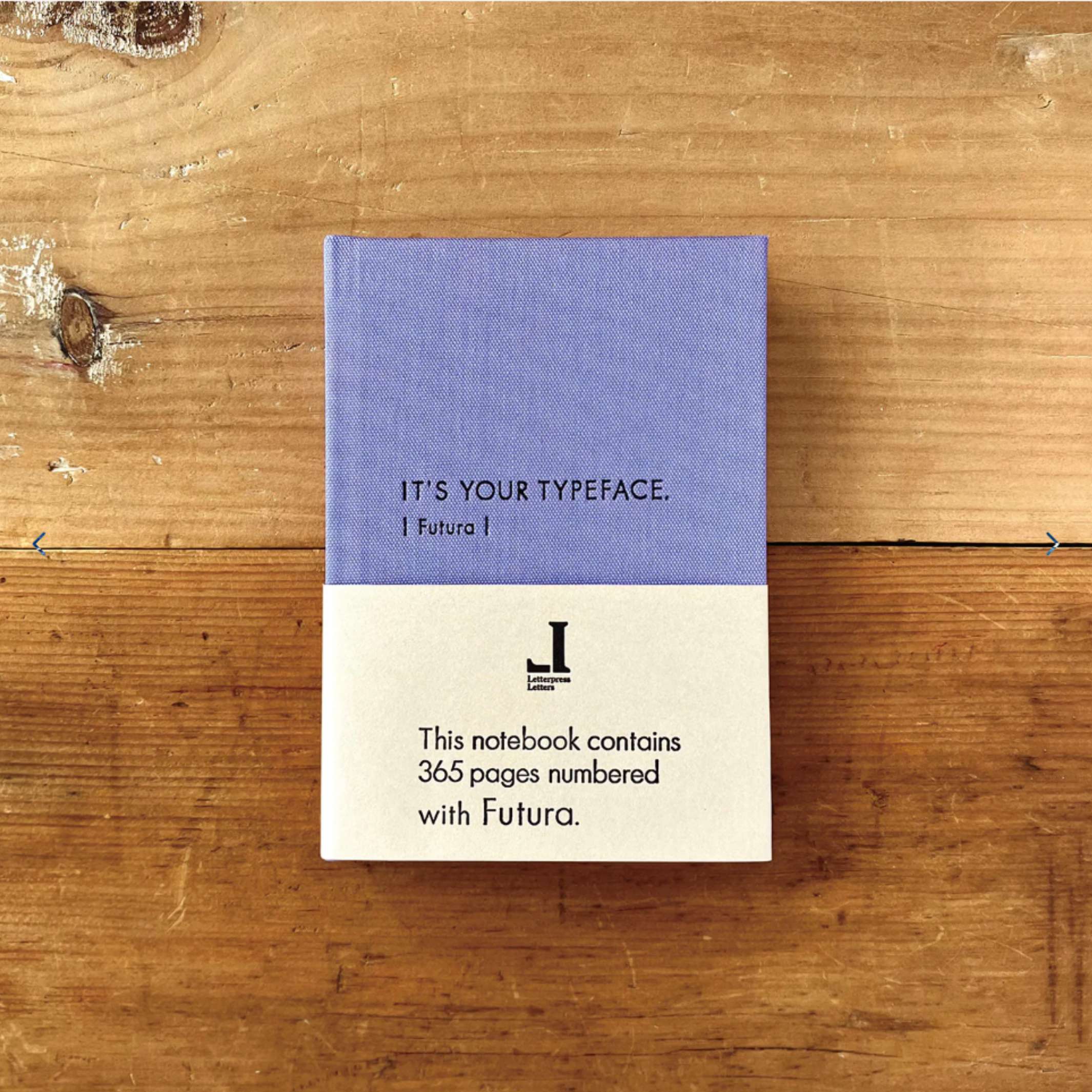 Notizbuch Typeface Futura – Letterpress, A6 Lila, Japan | Tomigaya · Geschenk Grafikdesign