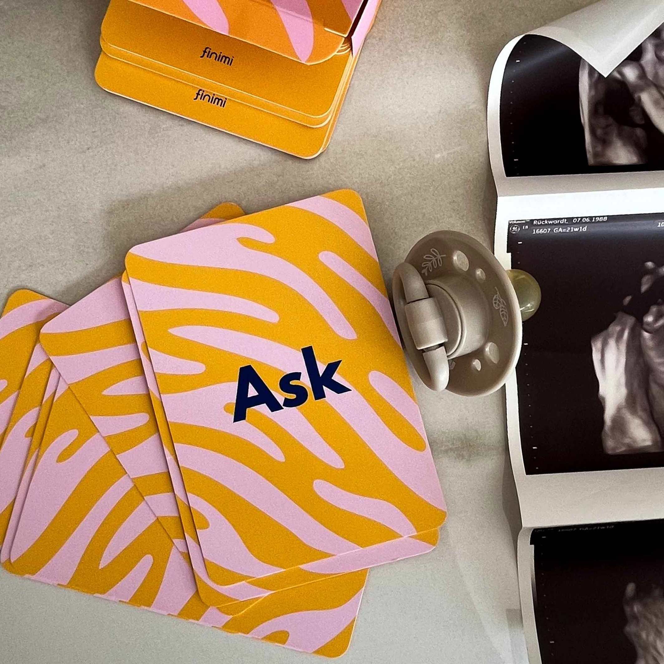 Kartenset "Ask & Task" zur Geburt – 53 Karten | Finimi