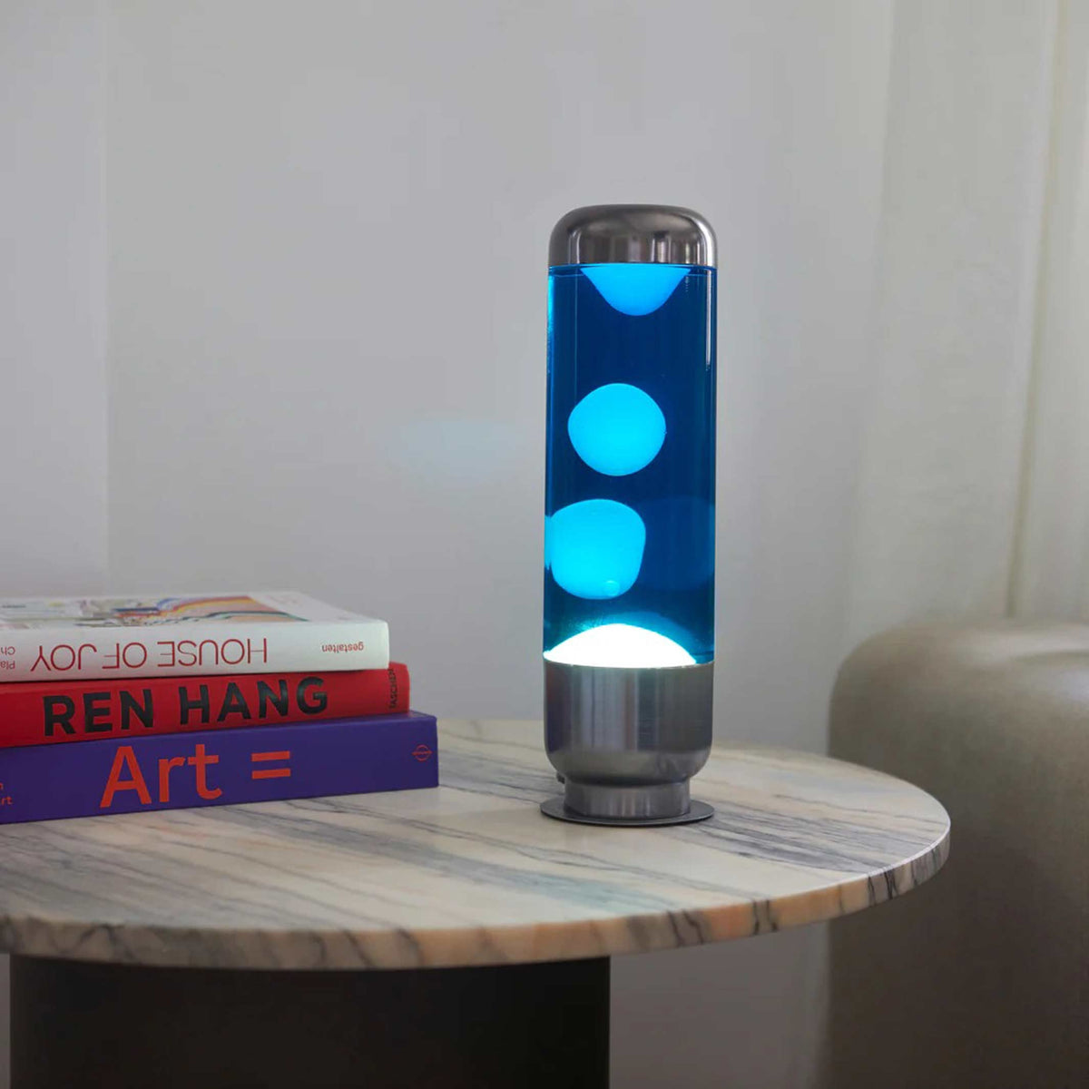 Lavalampe Capsule – Blau-Weiß · Aluminium · 35 cm | Balvi