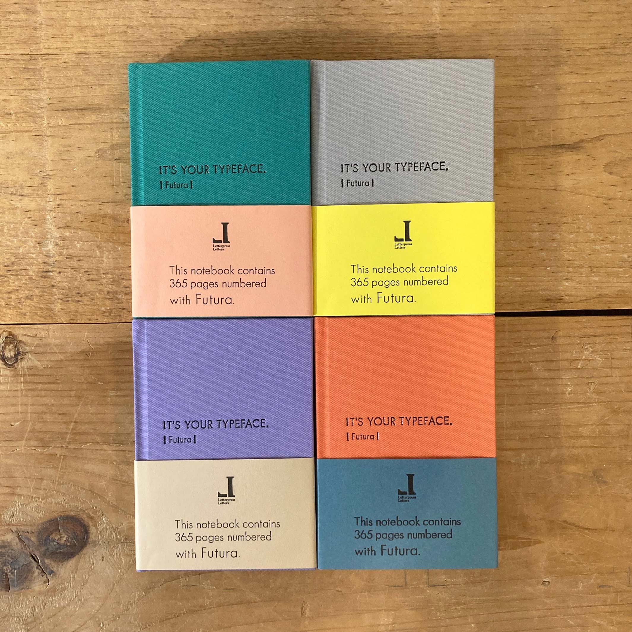 Notebook Typeface Futura – Japan Letterpress, A6 Salmon Pink | Tomigaya · Graphic Design Gift