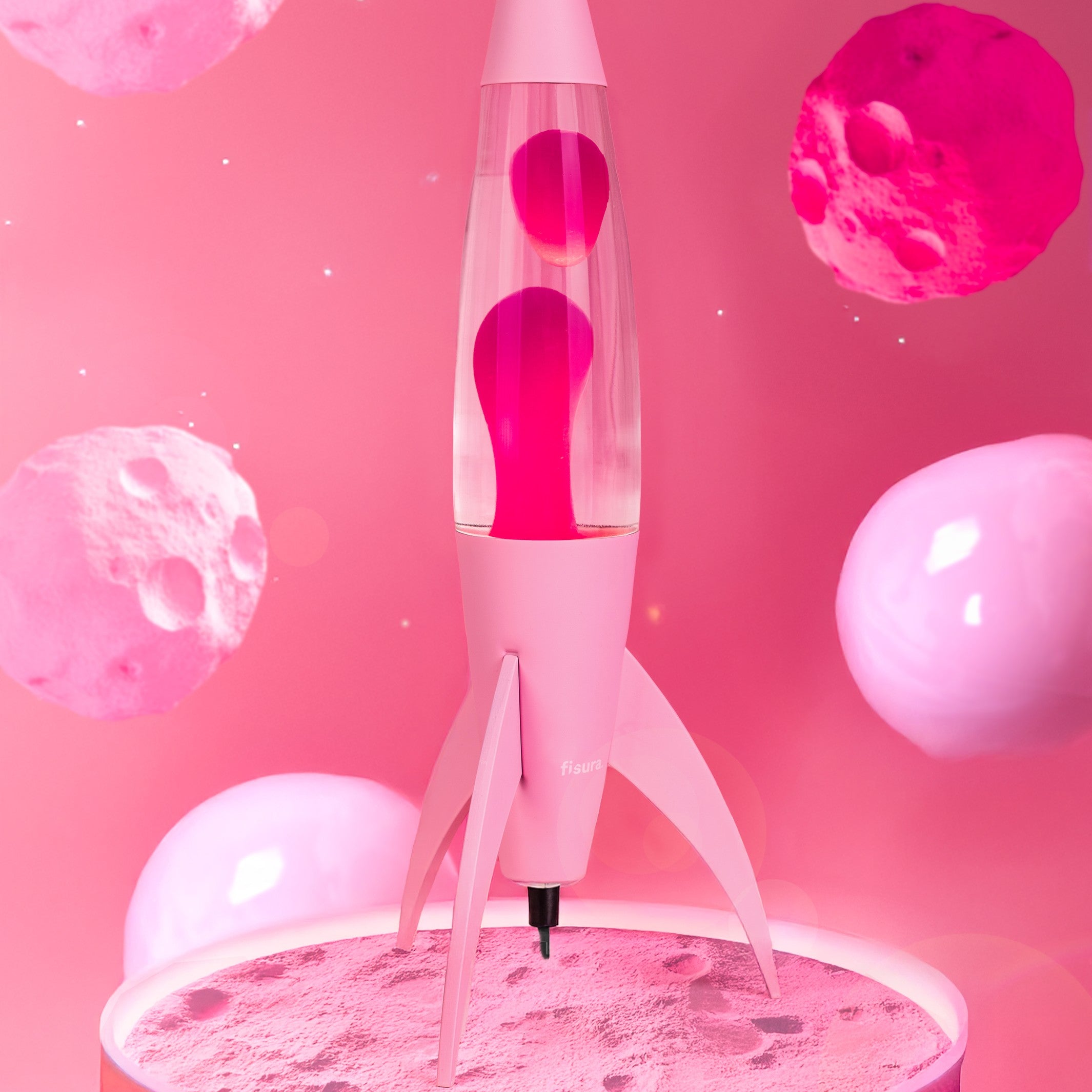 Lava Lamp Rocket – Pink Monochrome · Retro · 45 cm | Fisura · Table Lamp