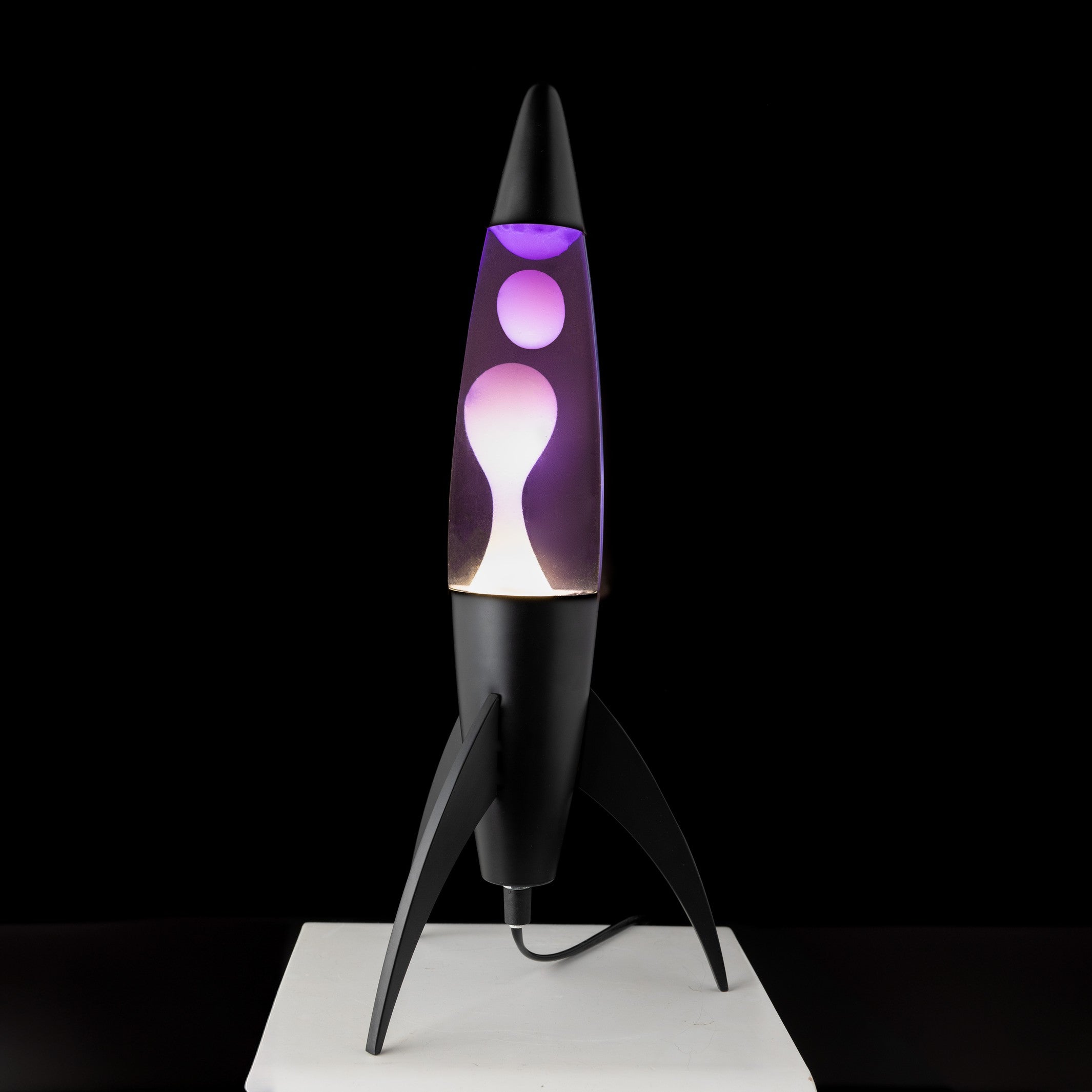 Lava Lamp Rocket – Black · Very Peri Lava · Retro · 45 cm | Fisura · Table Lamp