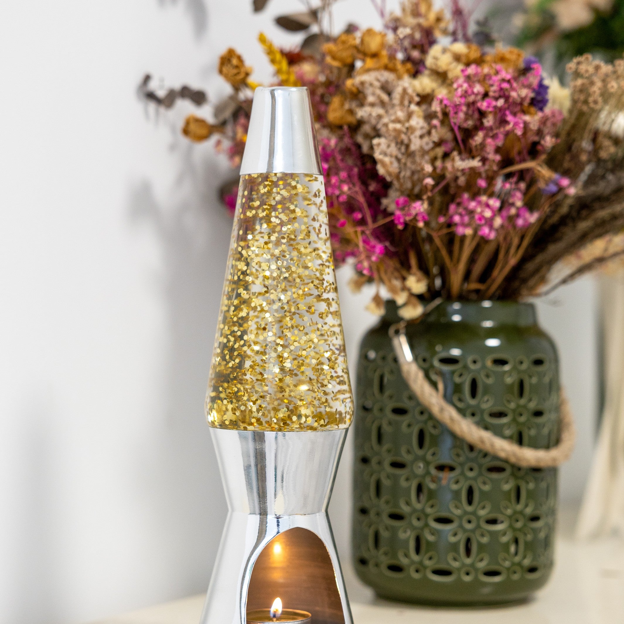 Lava Lamp Tealight – Chrome & Glitter – Lifestyle 8 | Fisura