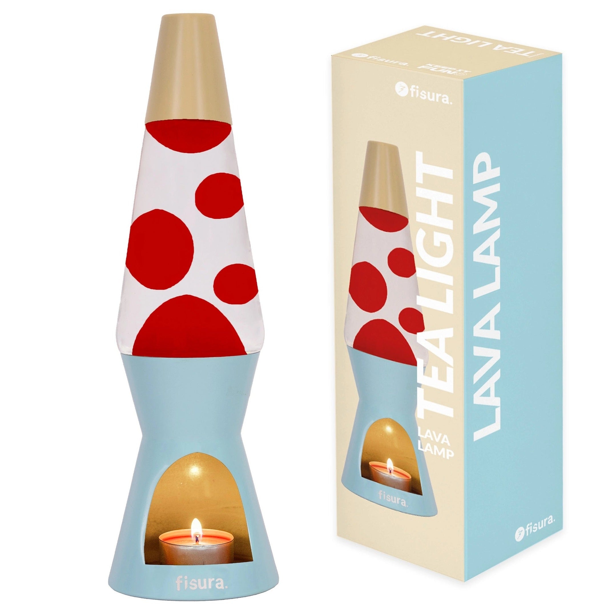 Lava Lamp Tealight – Blue · Beige Lava · 33 cm | Fisura · Mood Light