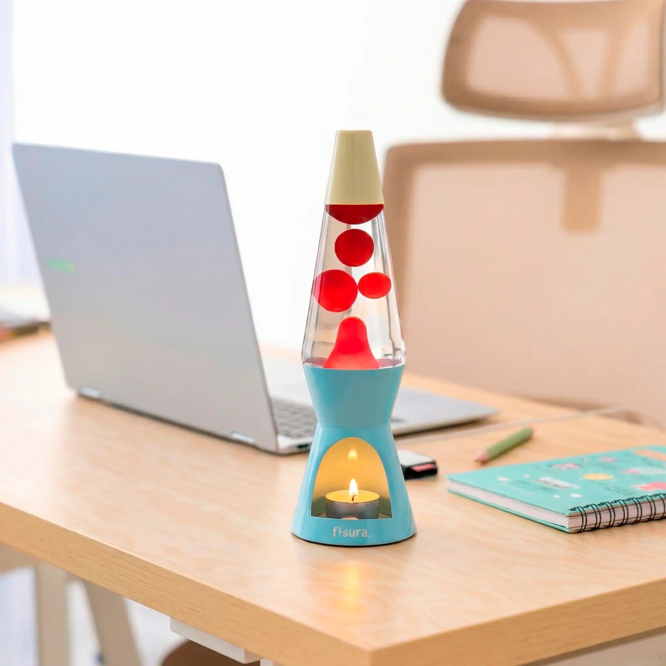 Lava Lamp Tealight – Blue · Beige Lava · 33 cm | Fisura · Mood Light