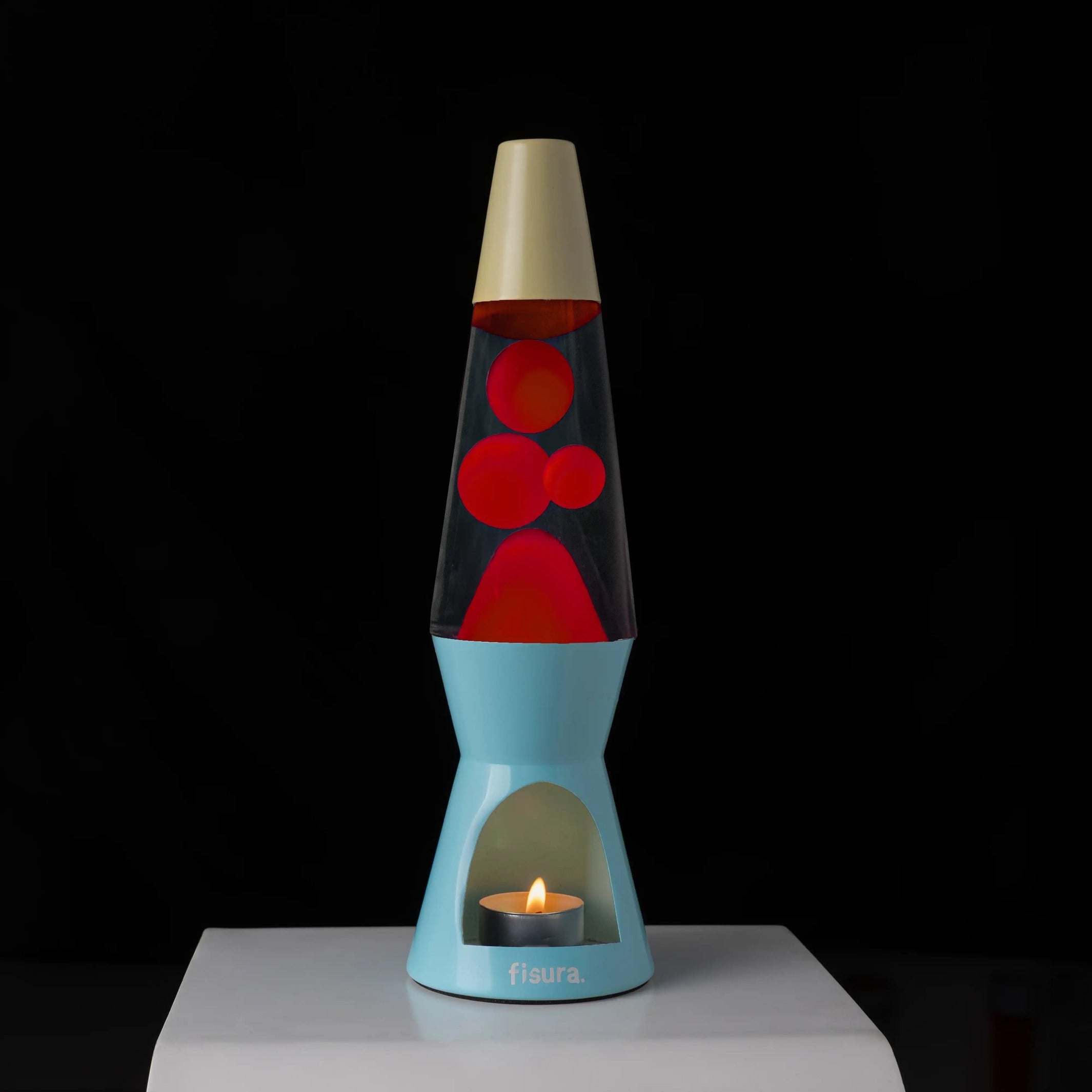 Lava Lamp Tealight – Blue · Beige Lava · 33 cm | Fisura · Mood Light