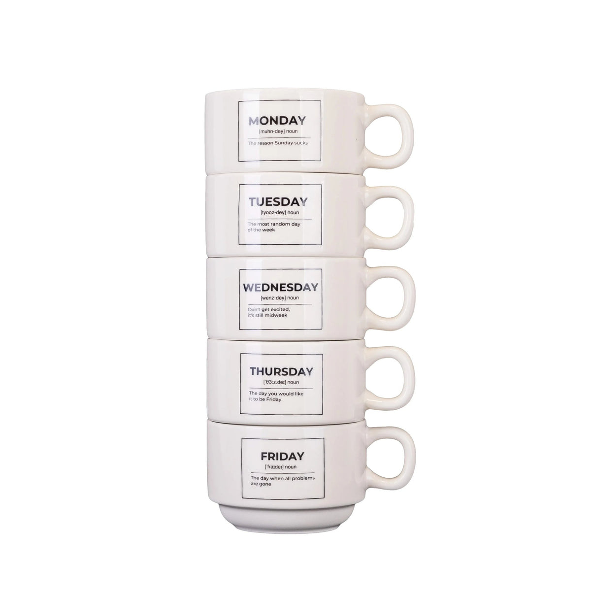 Tassen-Set Wochentage – 5er Set · Keramik | Fisura